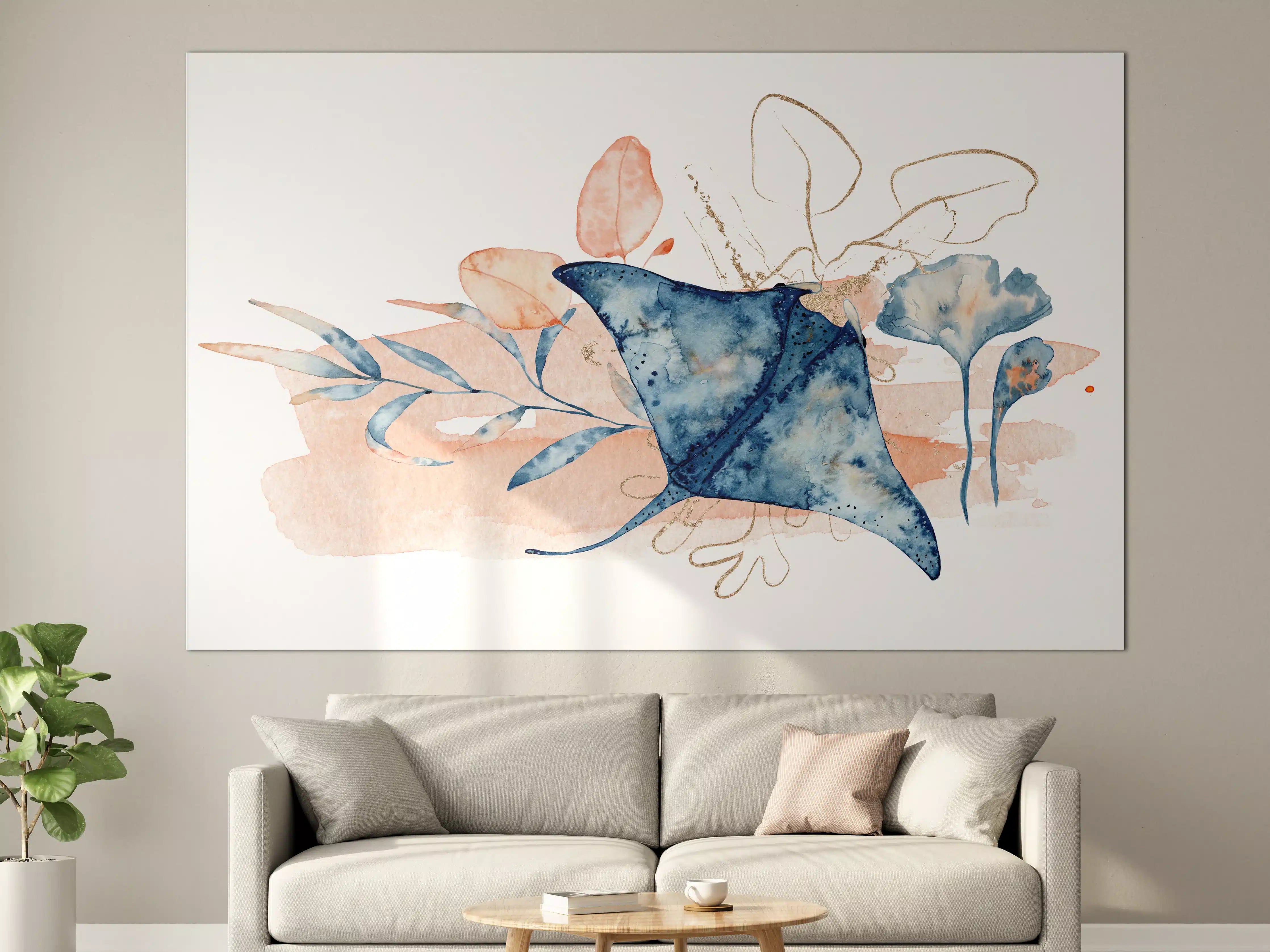 Große Wandbilder - Aquarell-Illustration eines Rochenfisches 