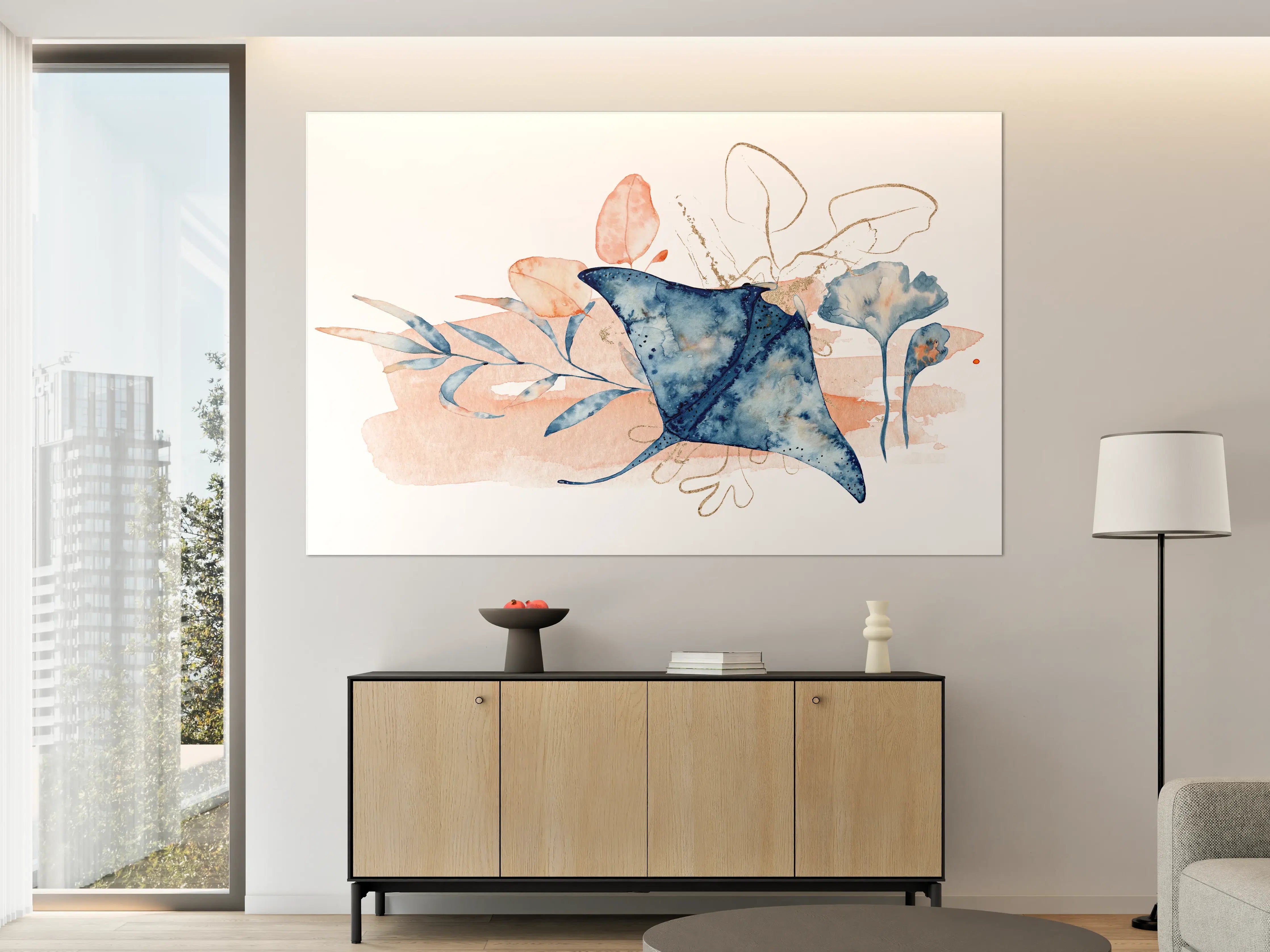 Große Wandbilder - Aquarell-Illustration eines Rochenfisches 