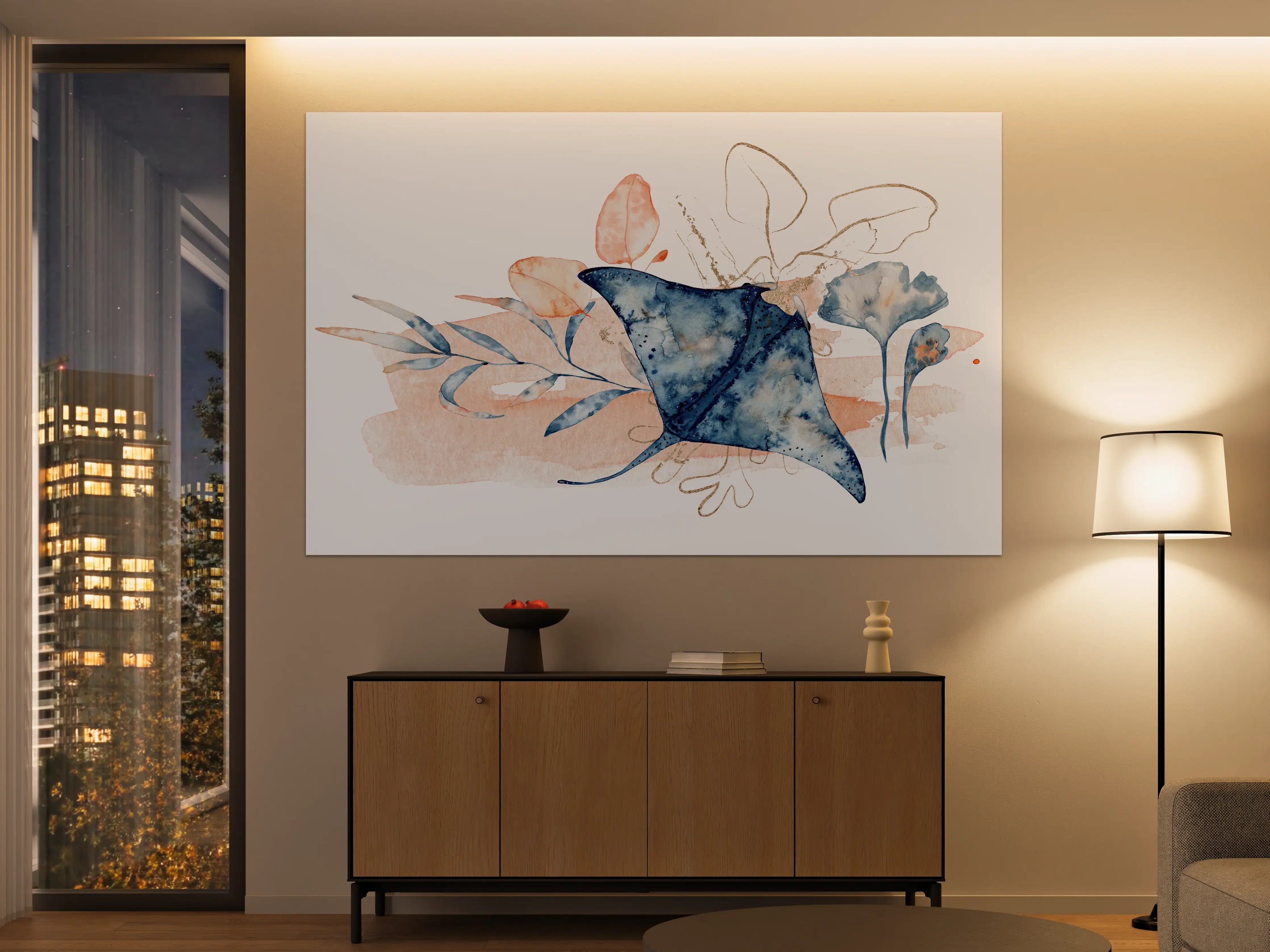 Große Wandbilder - Aquarell-Illustration eines Rochenfisches 