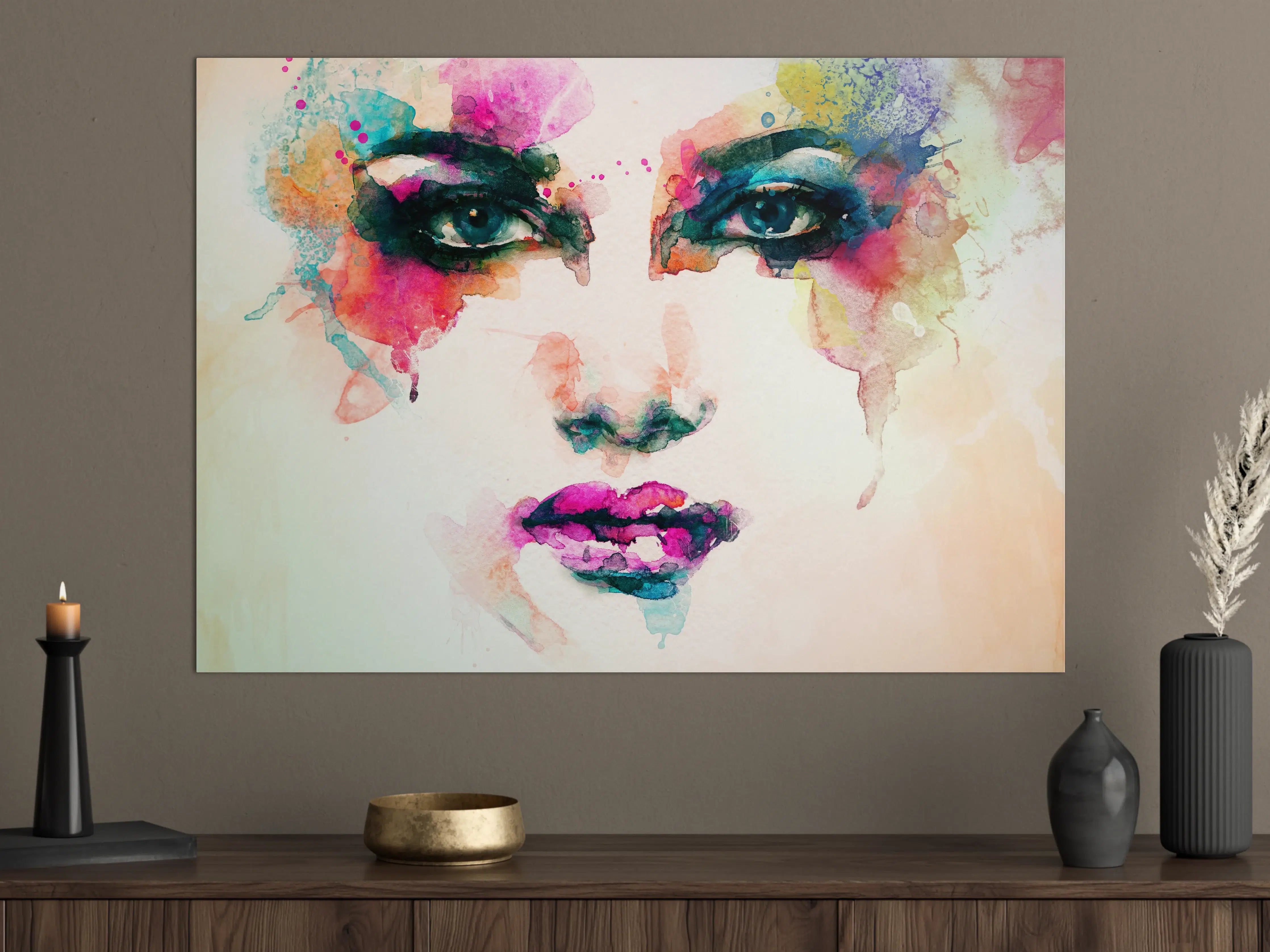 Große Wandbilder - Aquarell Kunst Frau Gesicht
