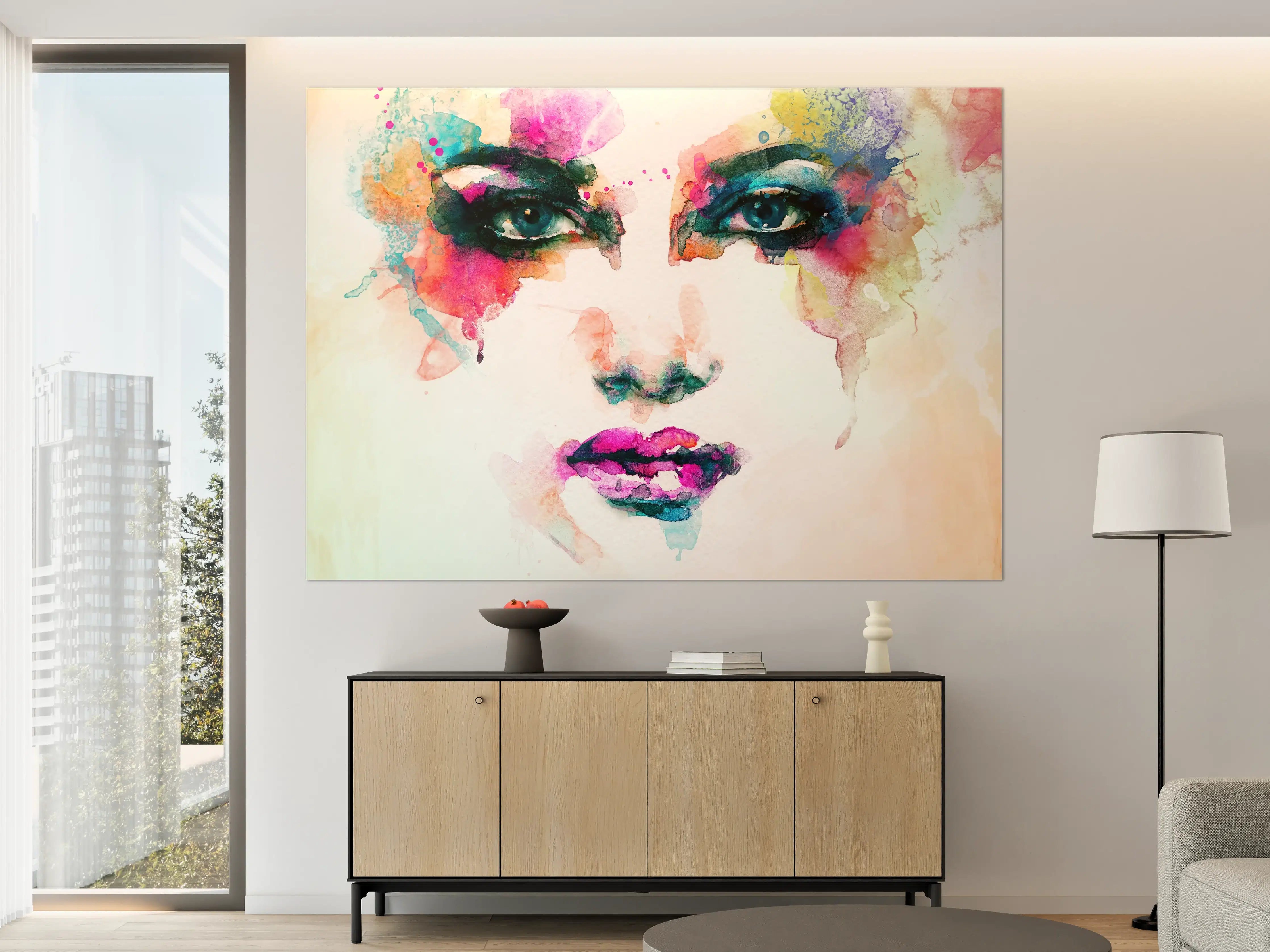 Große Wandbilder - Aquarell Kunst Frau Gesicht