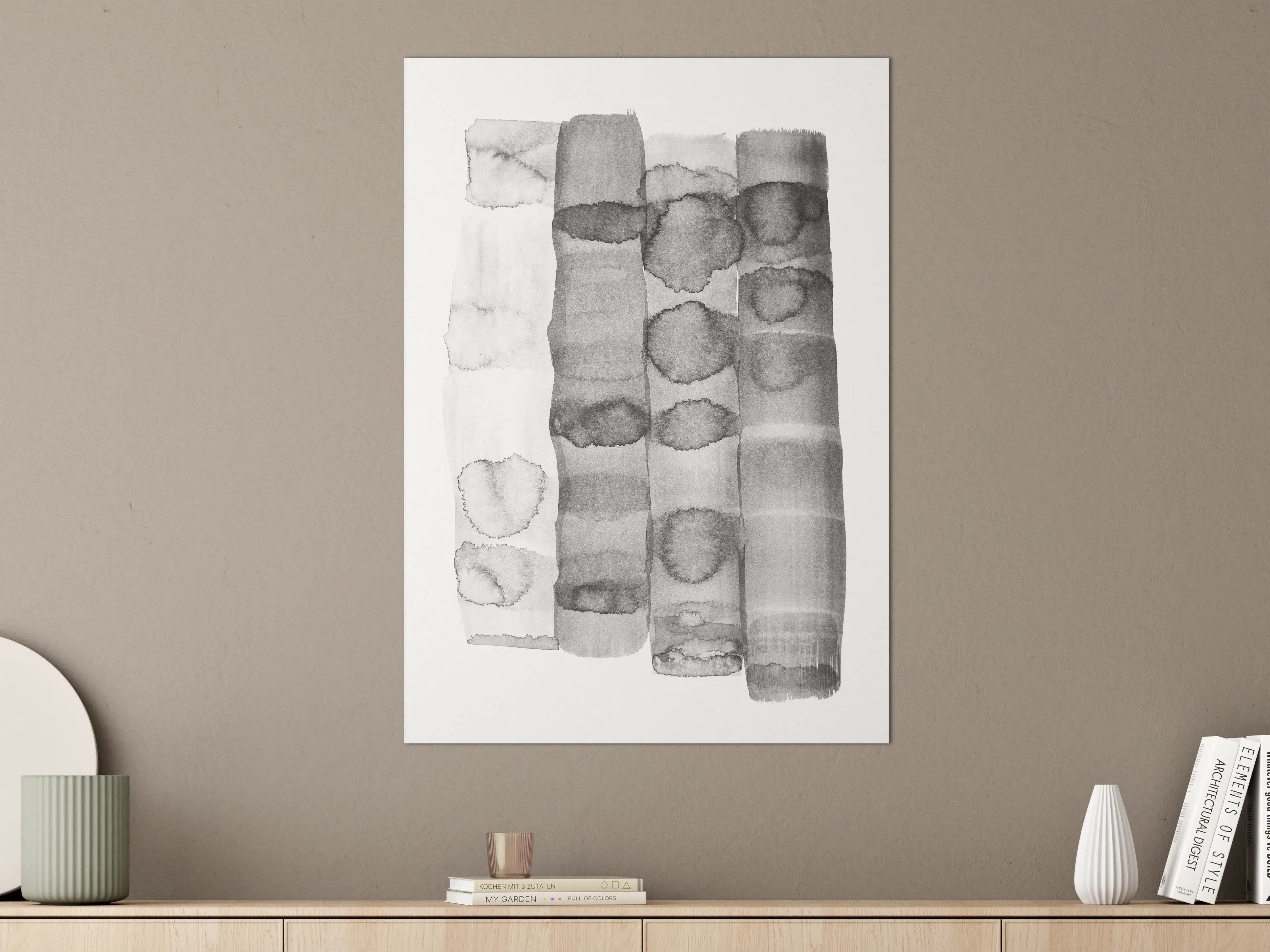 Große Wandbilder - Aquarell Muster in Grau