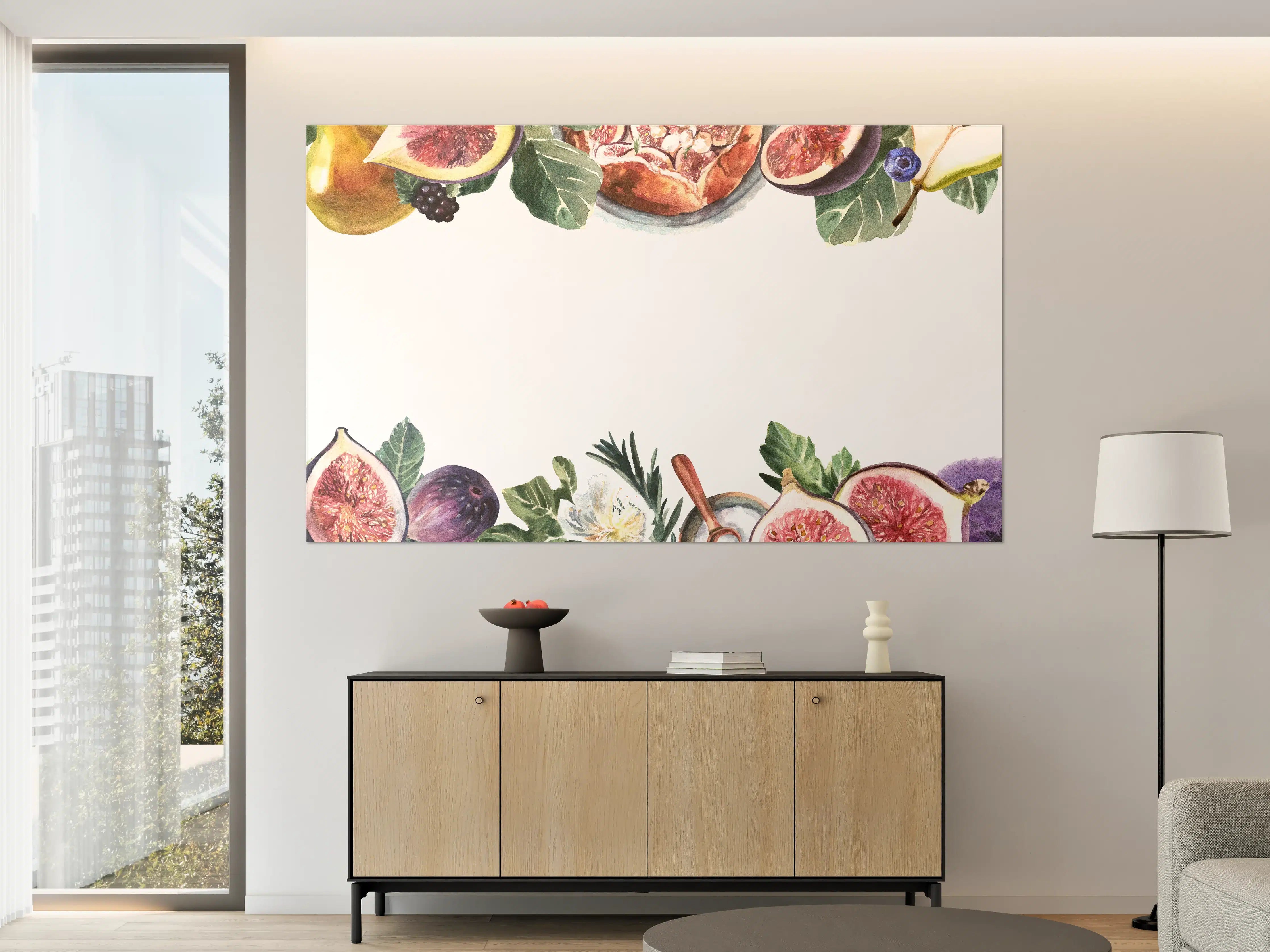 Große Wandbilder - Aquarell Obst-Bordüre Limette Zitrone Feige