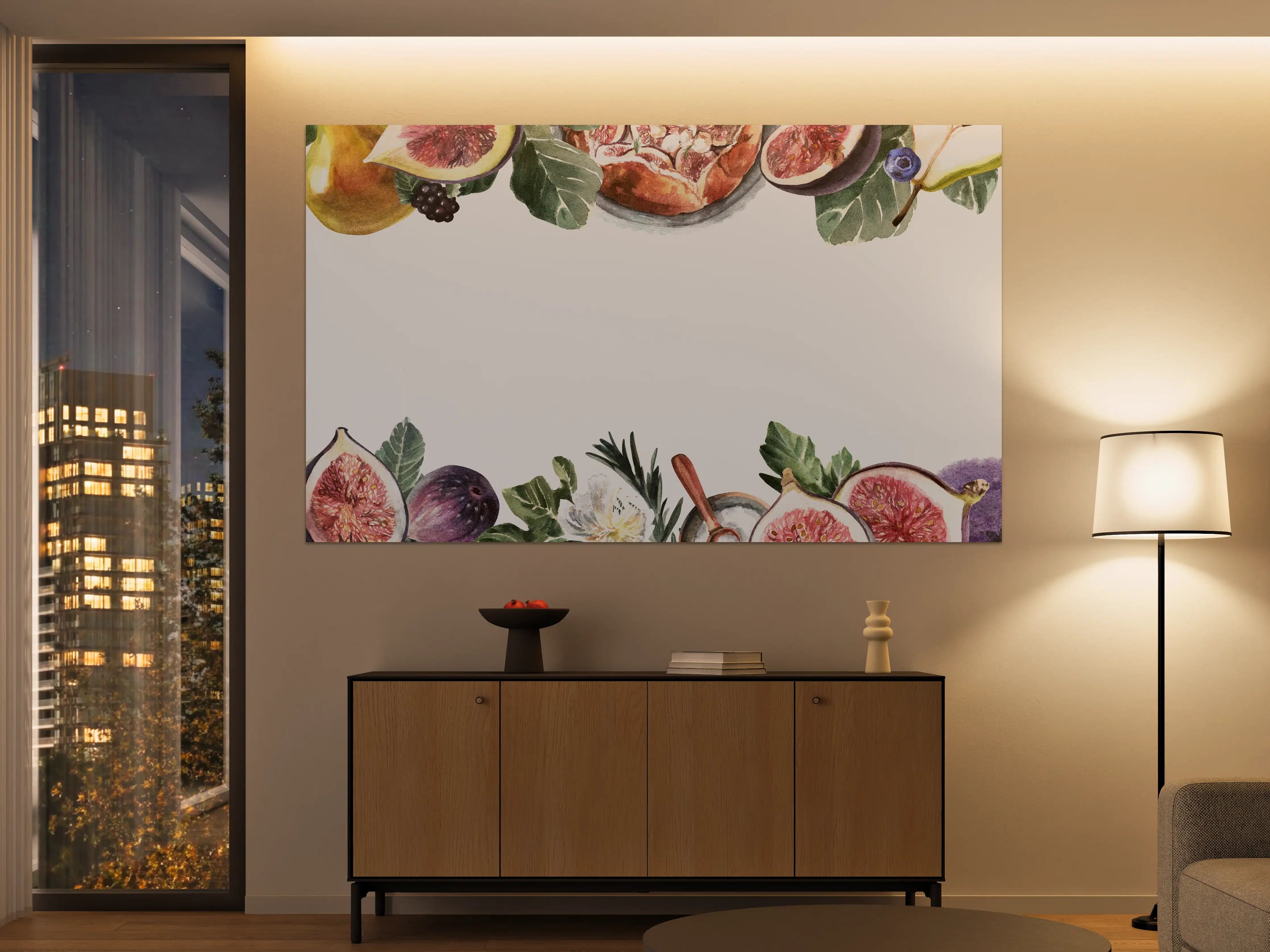 Große Wandbilder - Aquarell Obst-Bordüre Limette Zitrone Feige