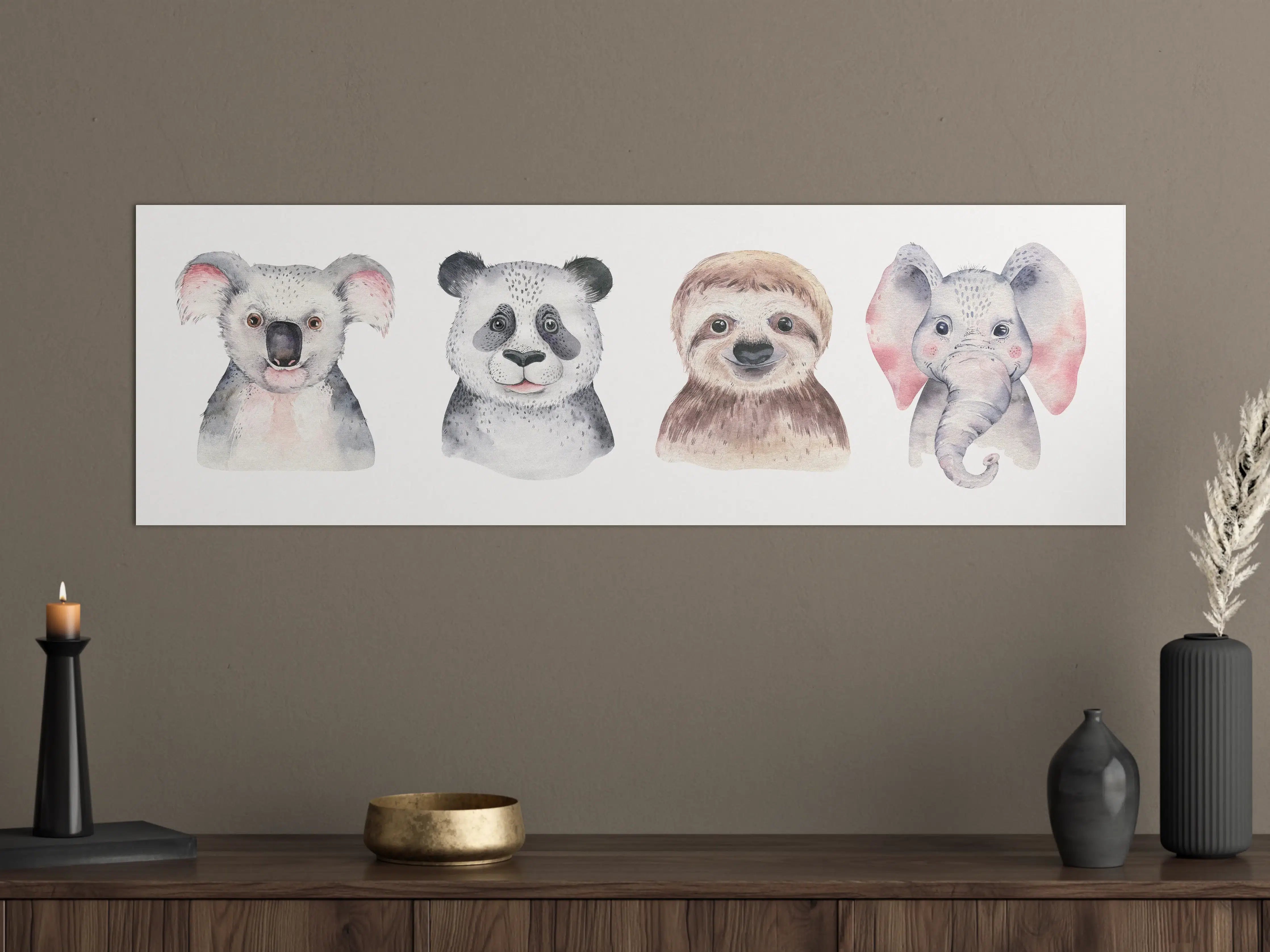Große Wandbilder - Aquarell Tierbabys Illustration