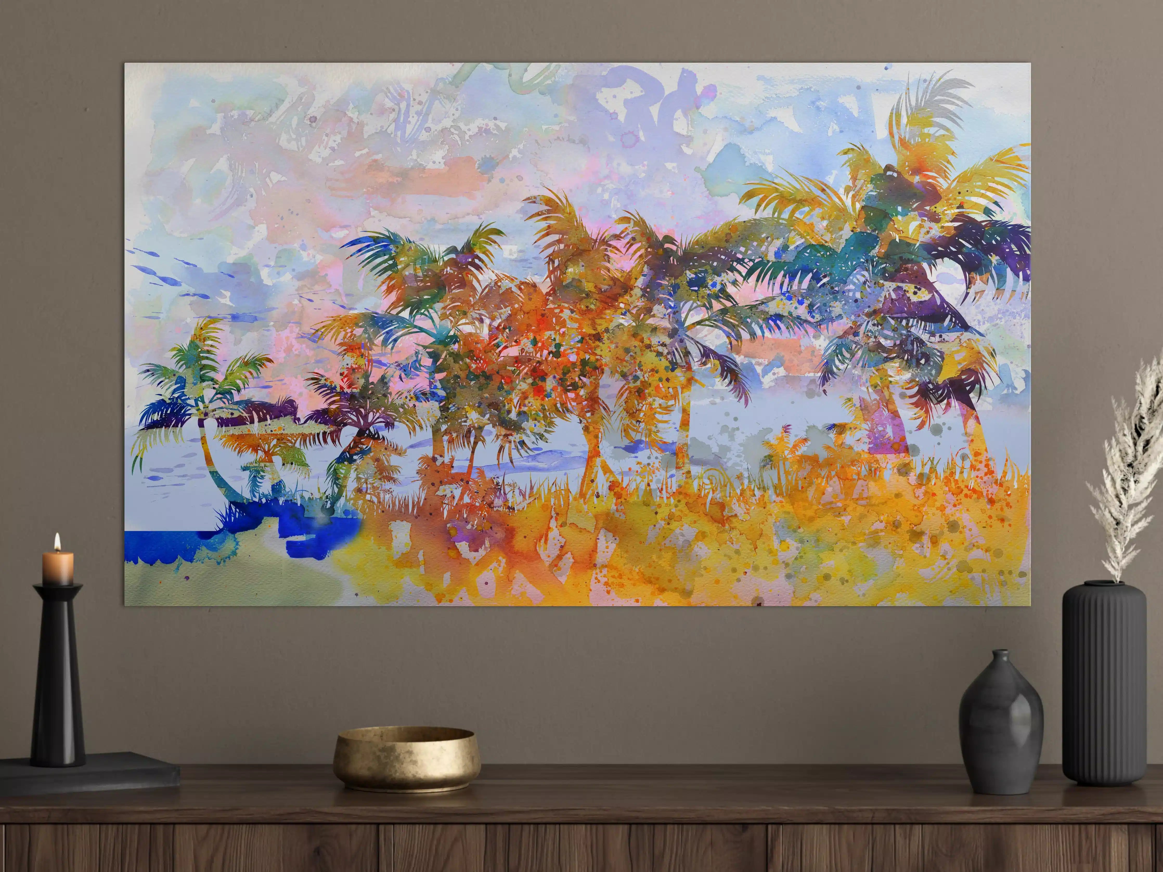 Große Wandbilder - Aquarell von tropischem Strand