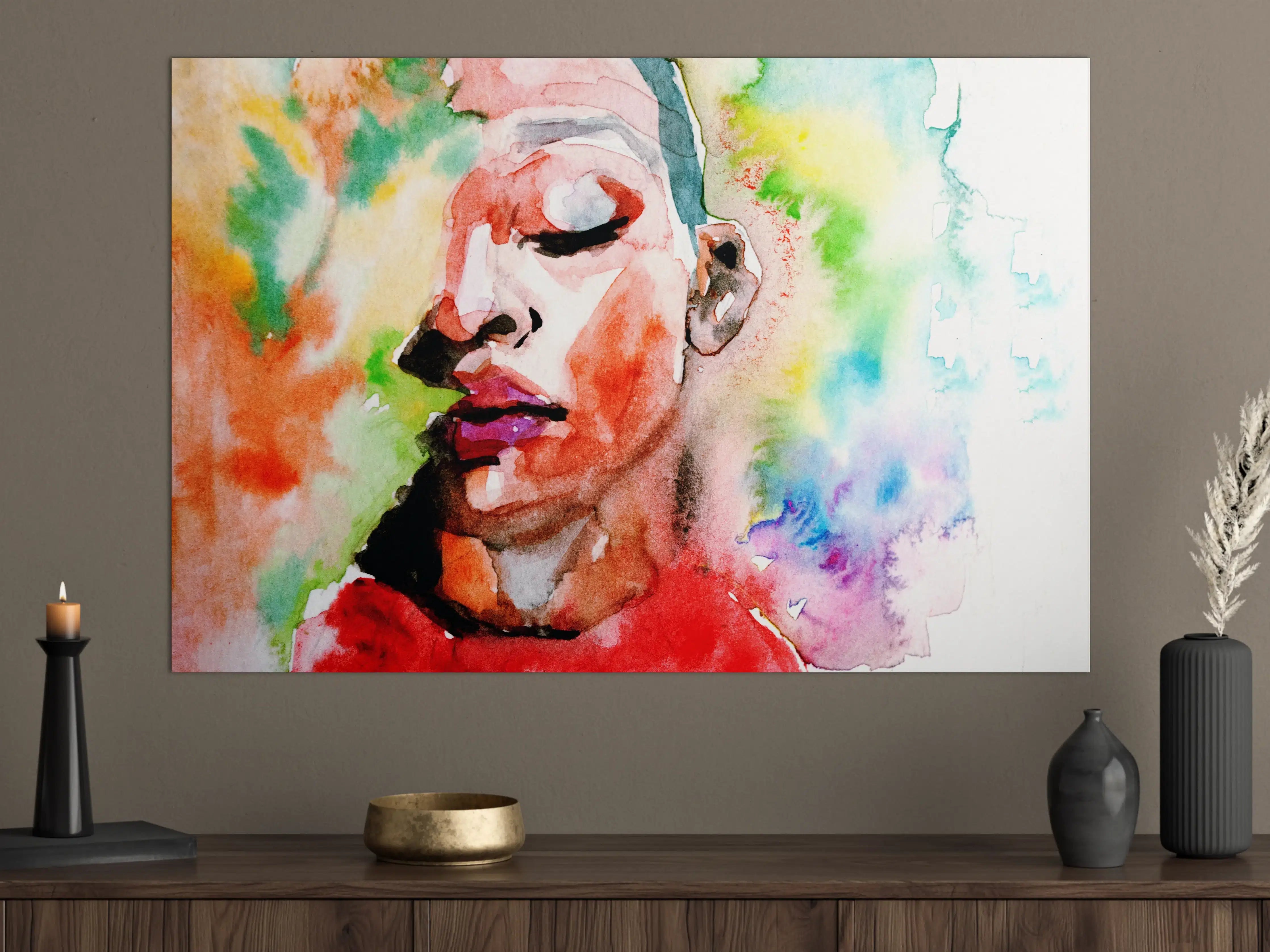 Große Wandbilder - Aquarellartiges Porträt einer Frau