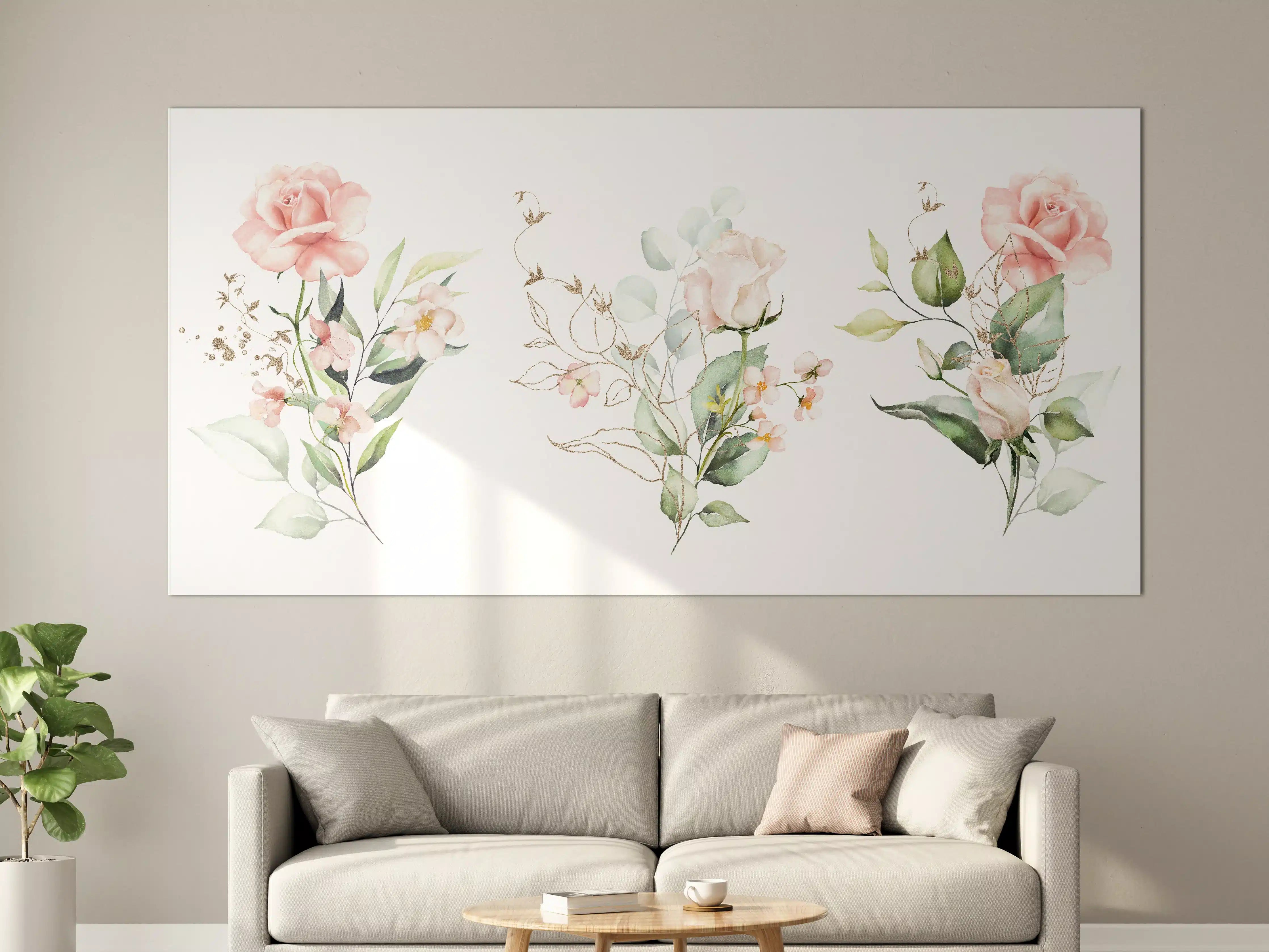 Große Wandbilder - Aquarellblumen 