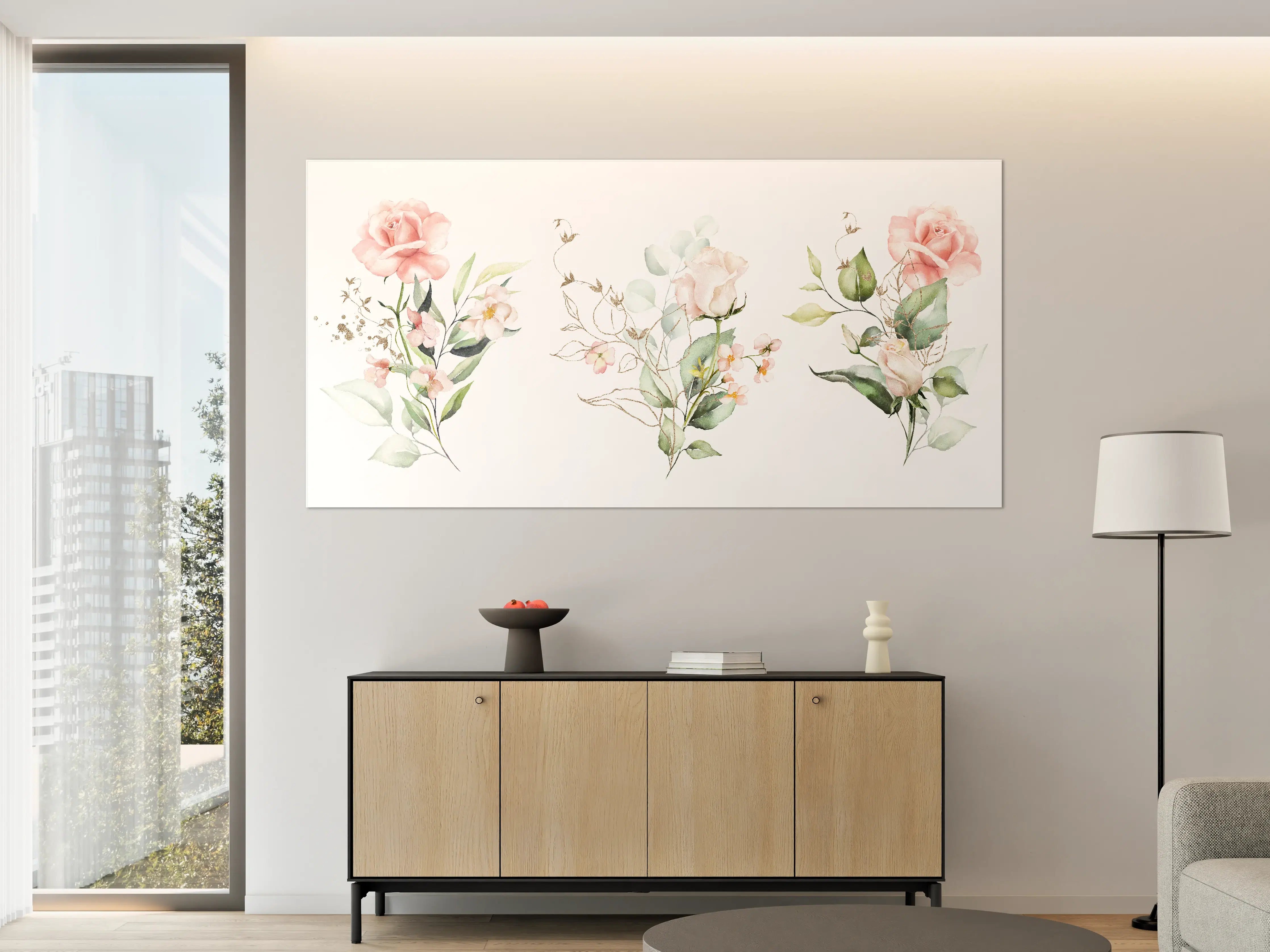 Große Wandbilder - Aquarellblumen 