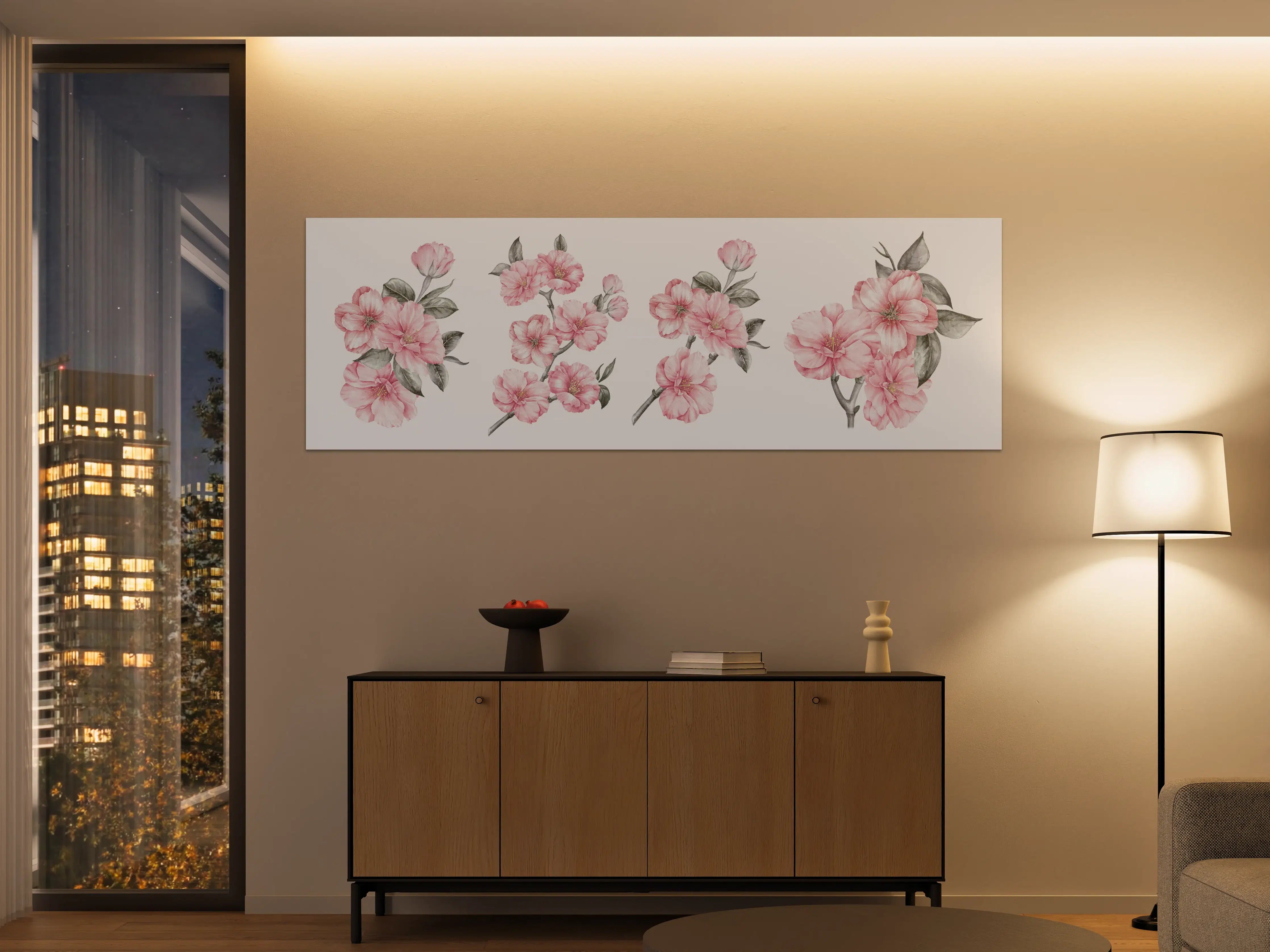 Große Wandbilder - Aquarellelemente von blühenden Sakura