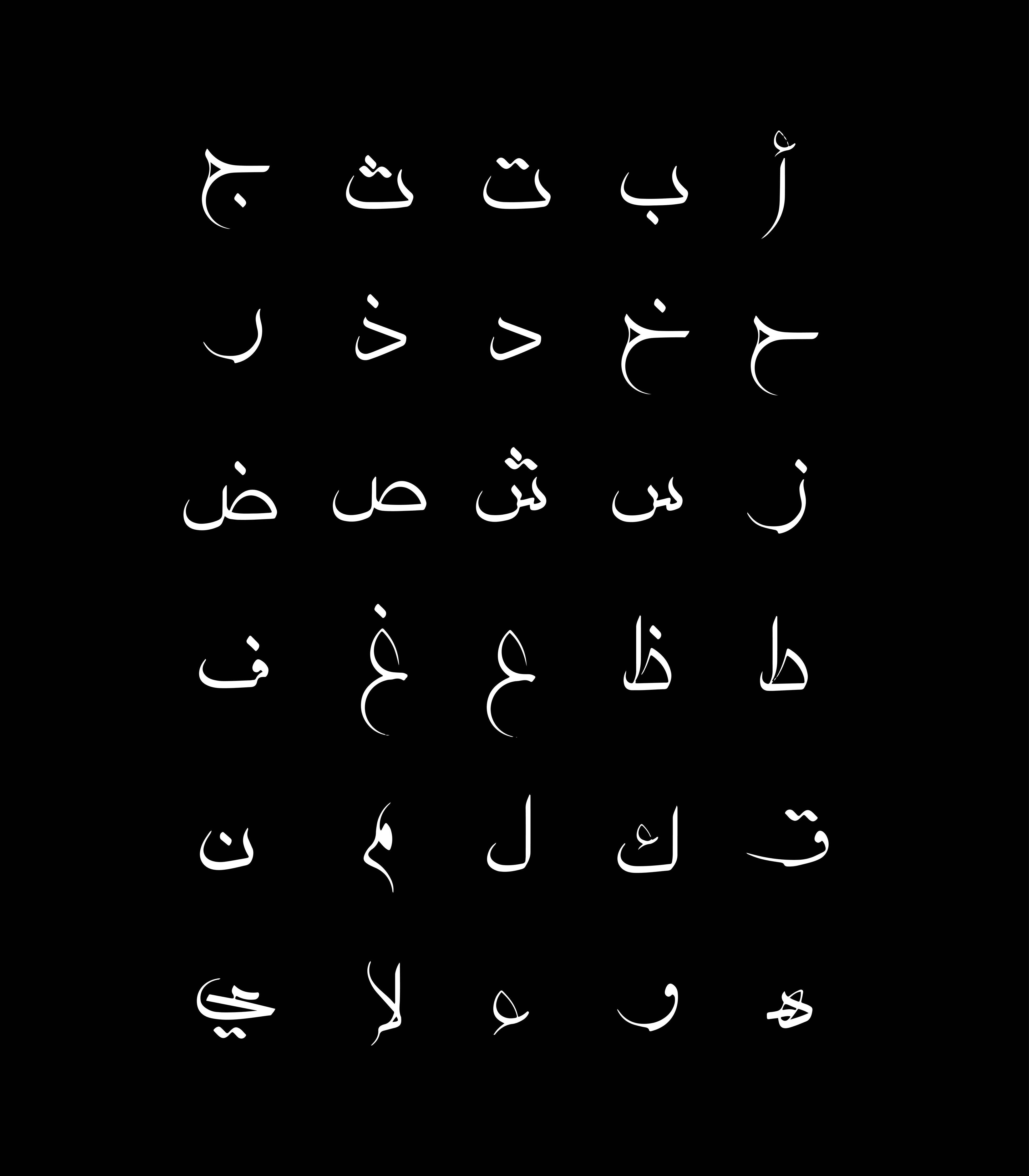Große Wandbilder-Arabische Buchstaben auf Schwarz