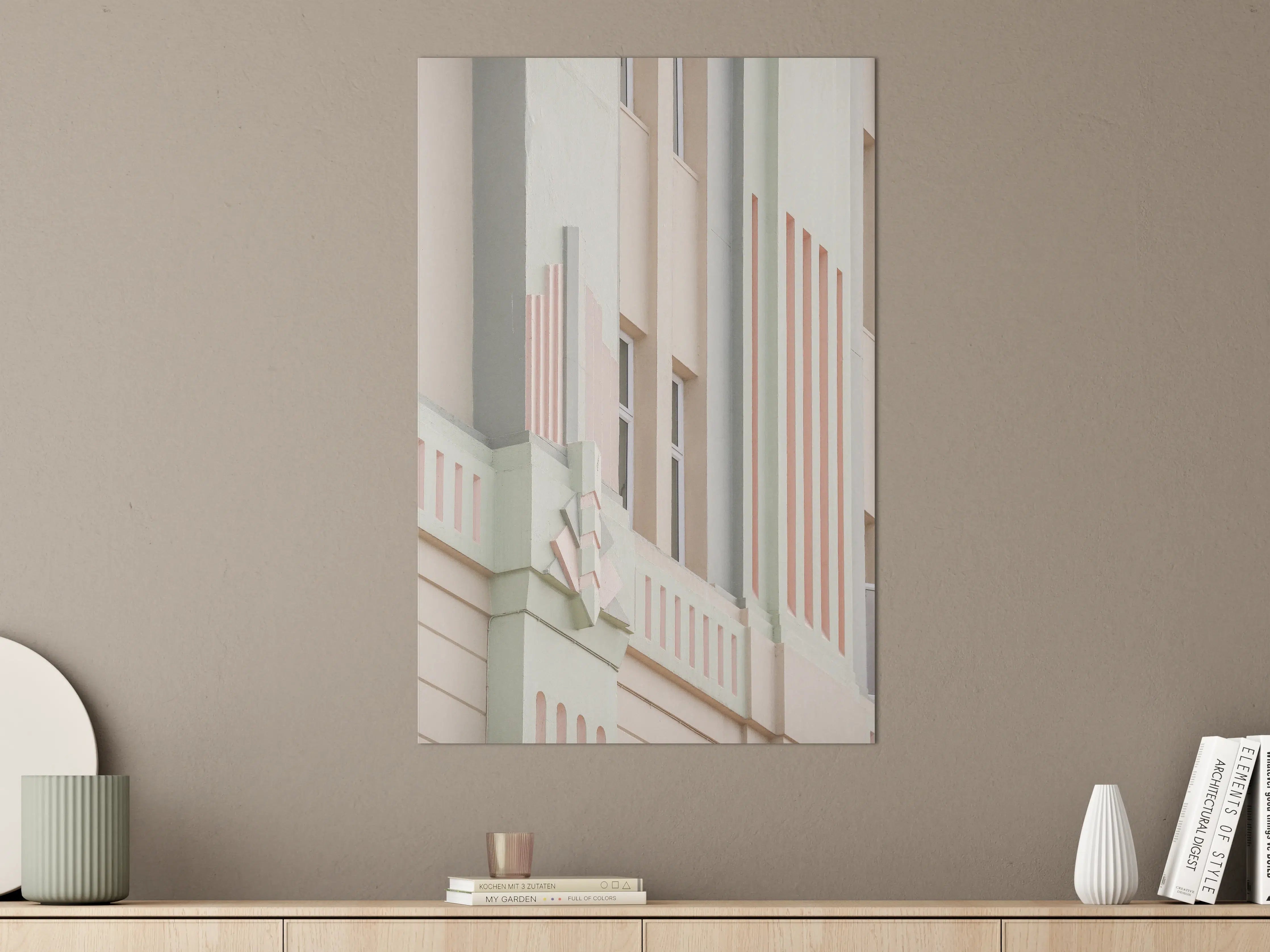 Große Wandbilder - Architektonische Fassade mit Pastellfarben