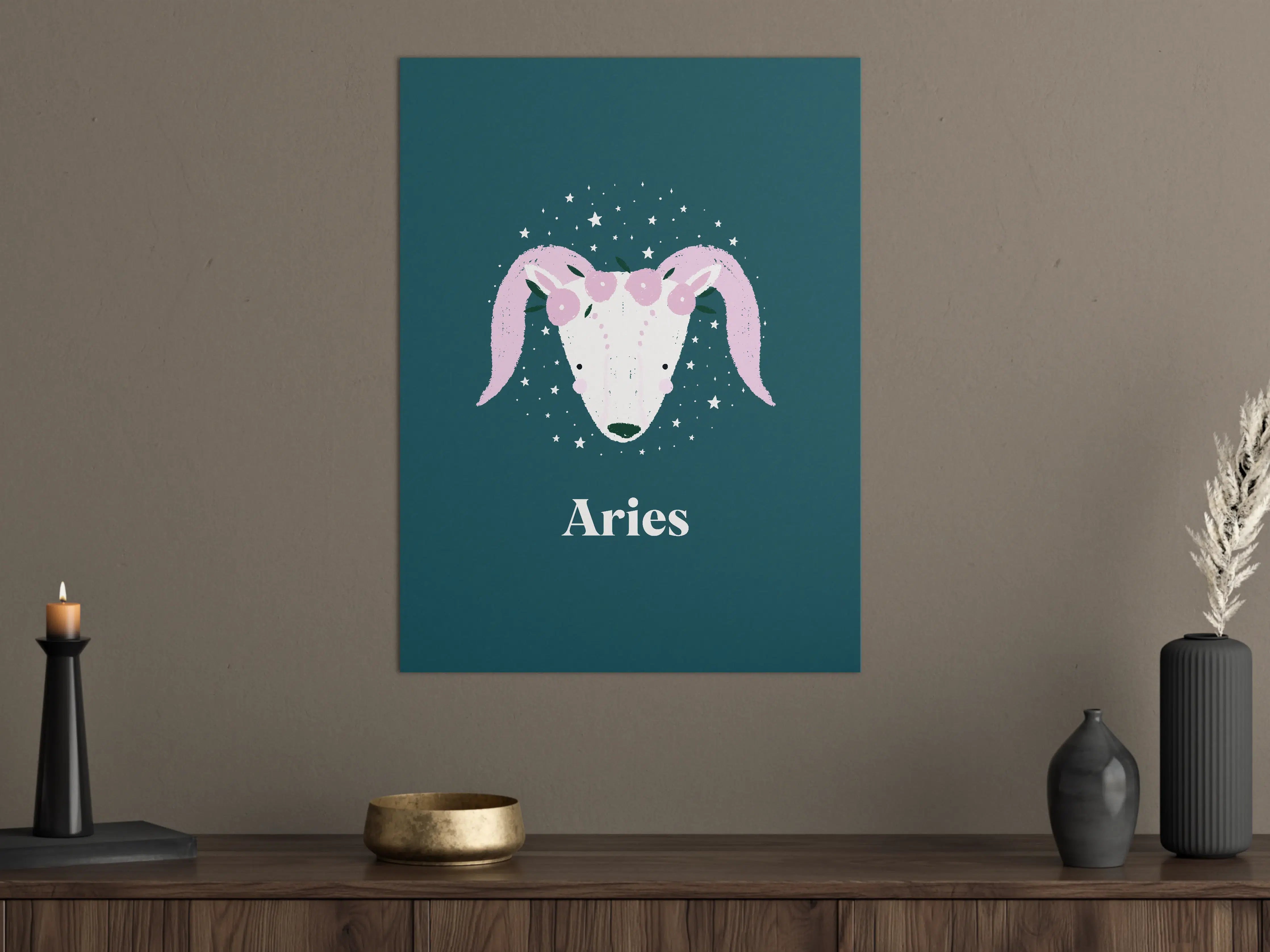 Große Wandbilder - Aries Sternbild Teal Poster