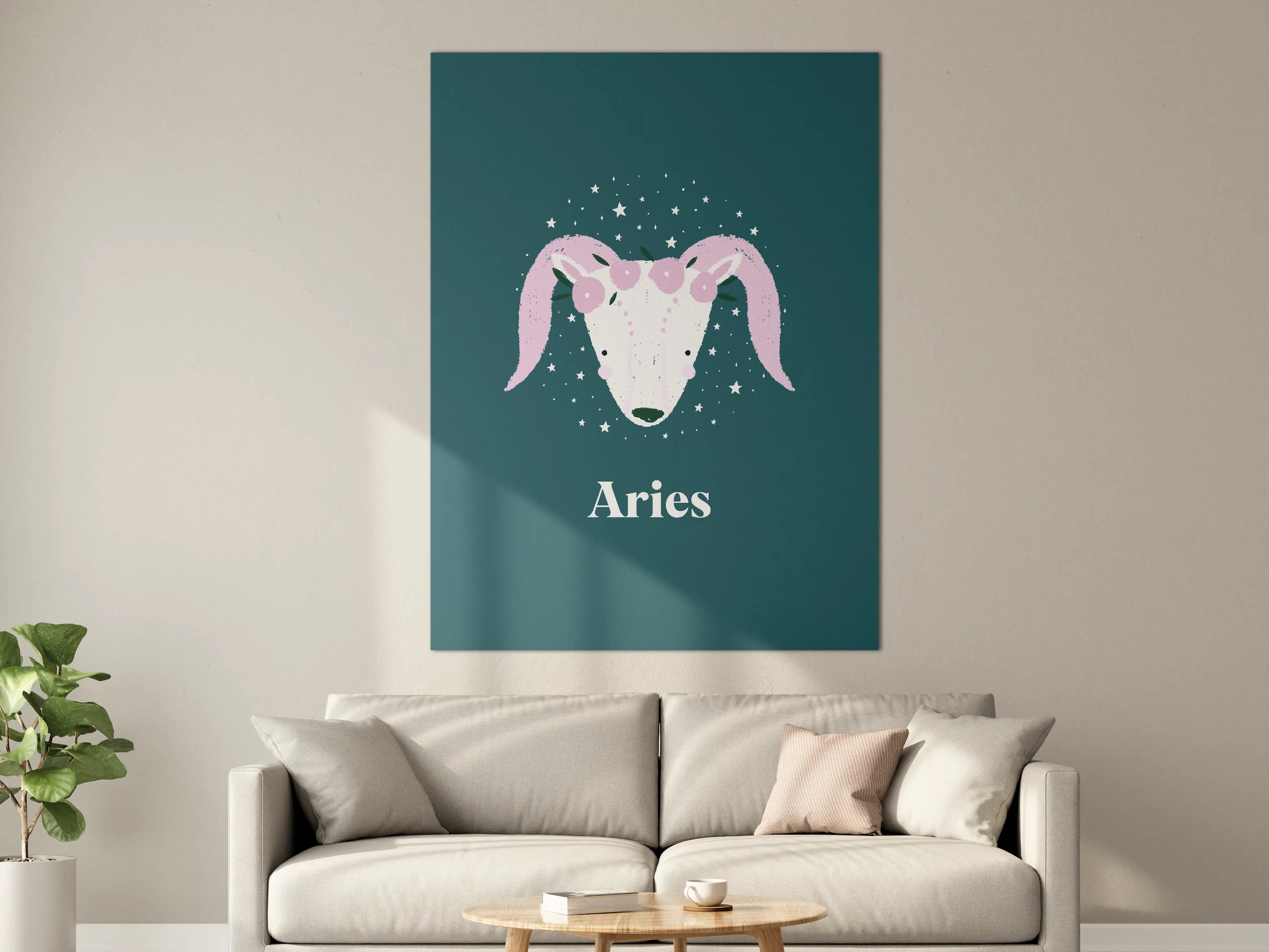 Große Wandbilder - Aries Sternbild Teal Poster