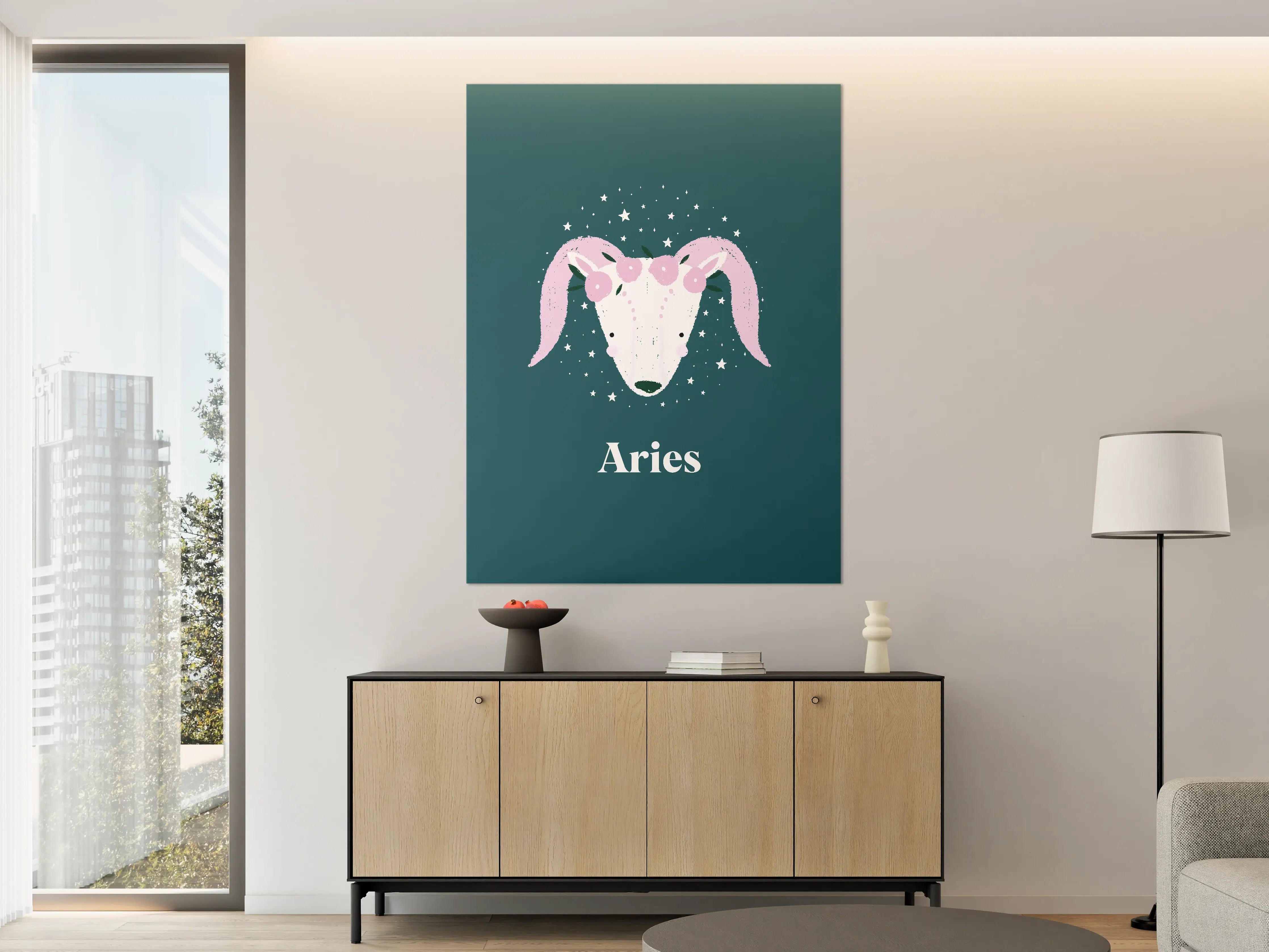 Große Wandbilder - Aries Sternbild Teal Poster