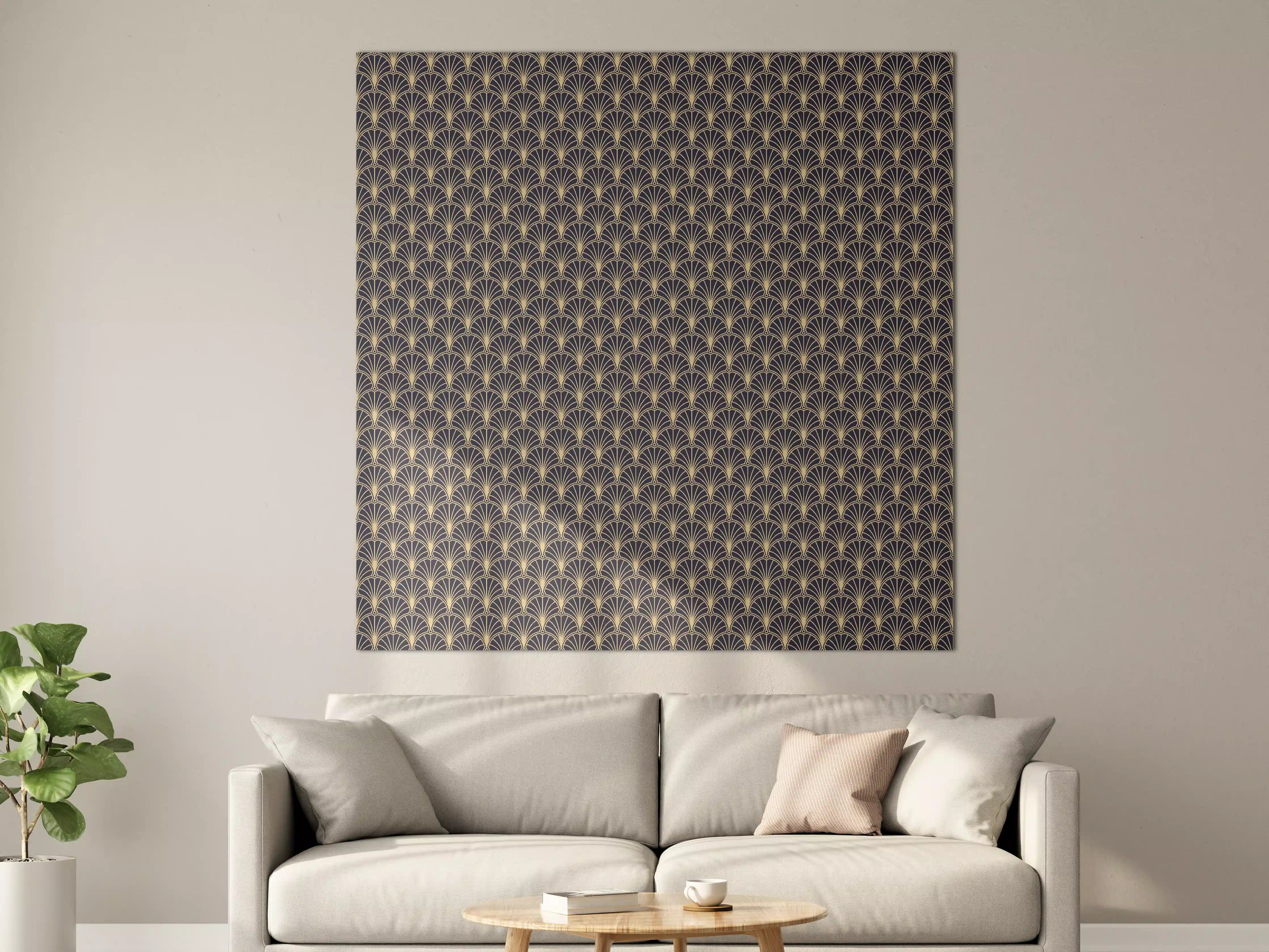 Große Wandbilder - Art Déco-Fächer-Muster Dunkel