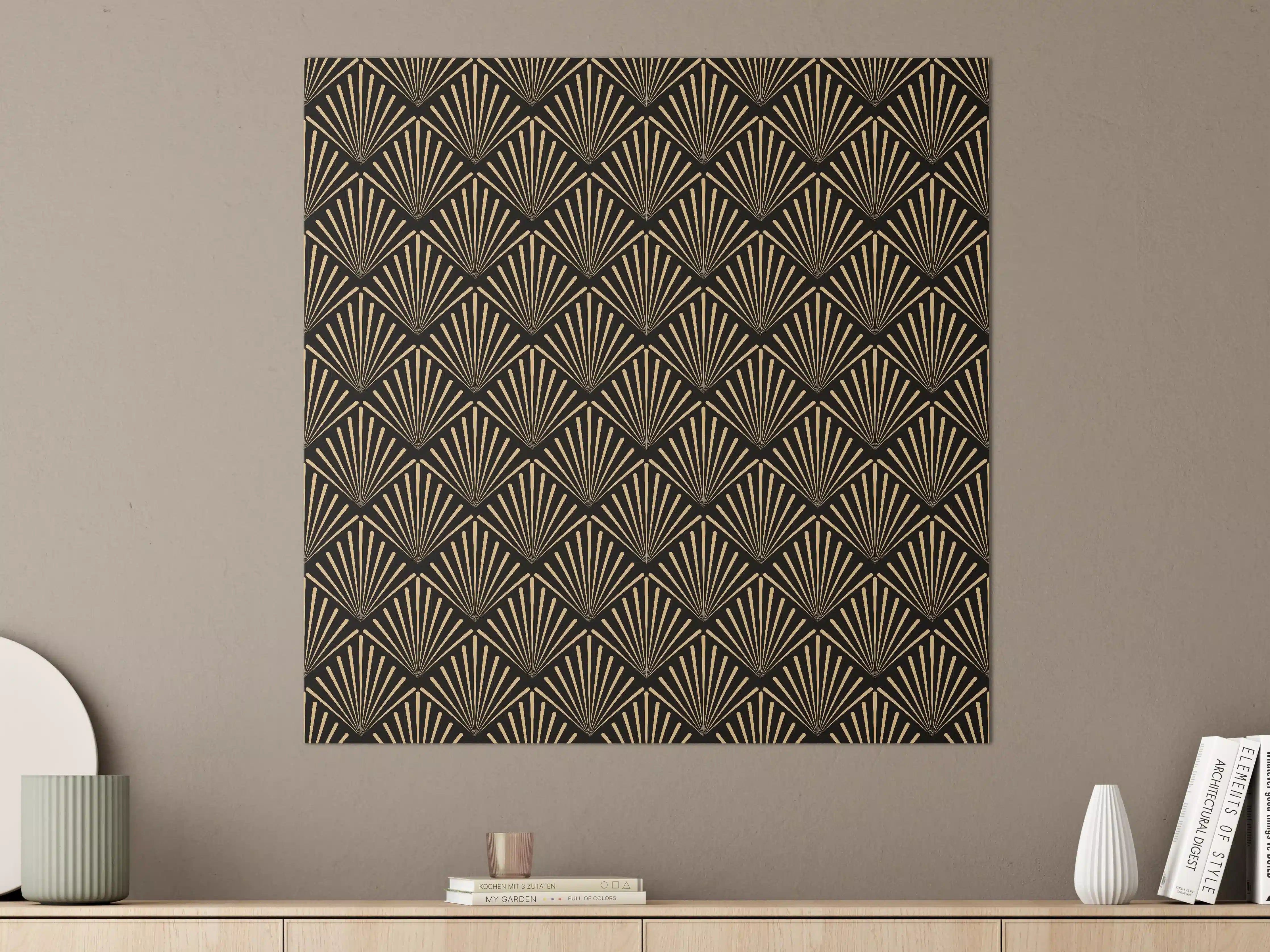 Große Wandbilder - Art-Deco-Muster Gold Schwarz