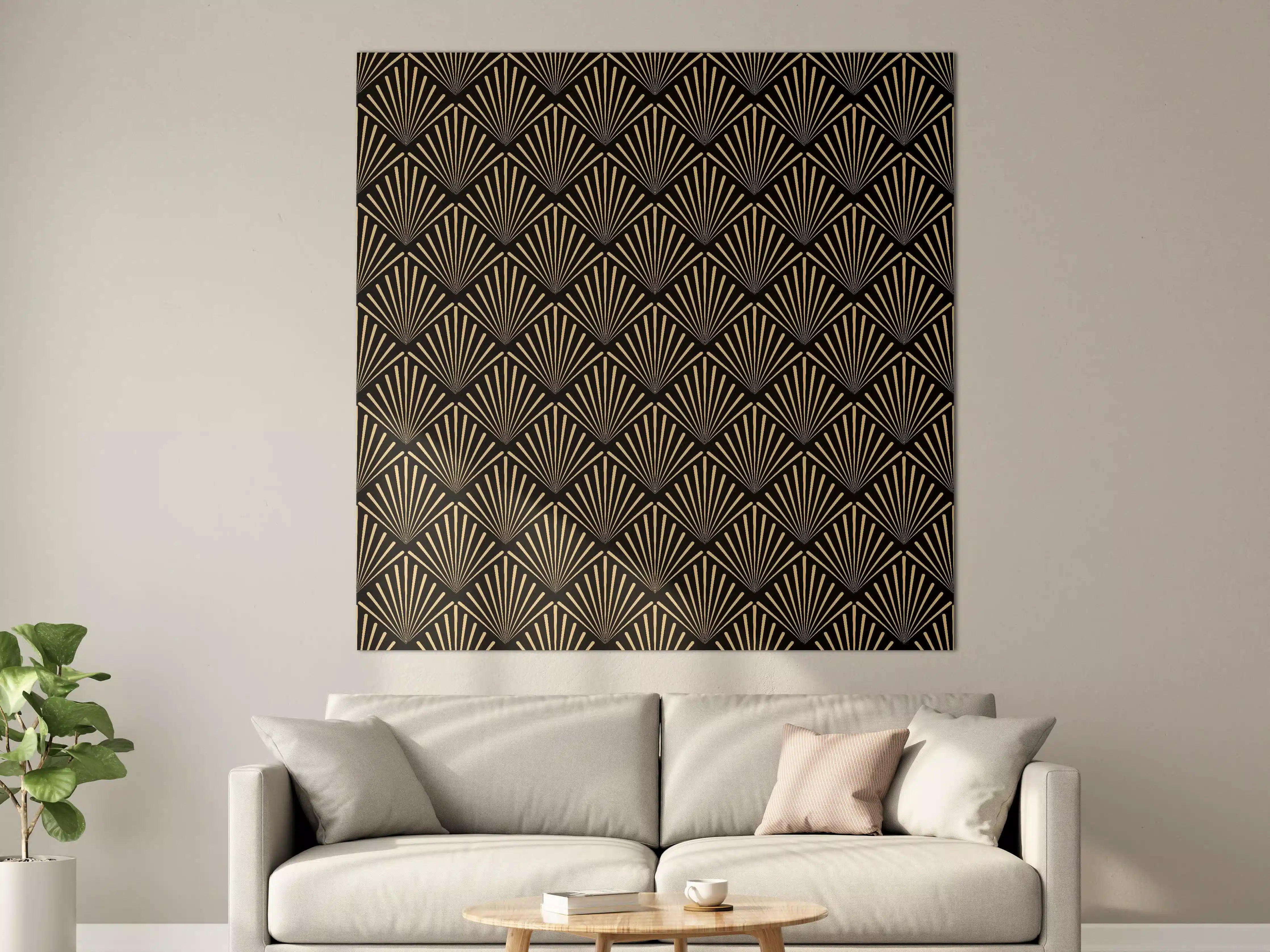 Große Wandbilder - Art-Deco-Muster Gold Schwarz