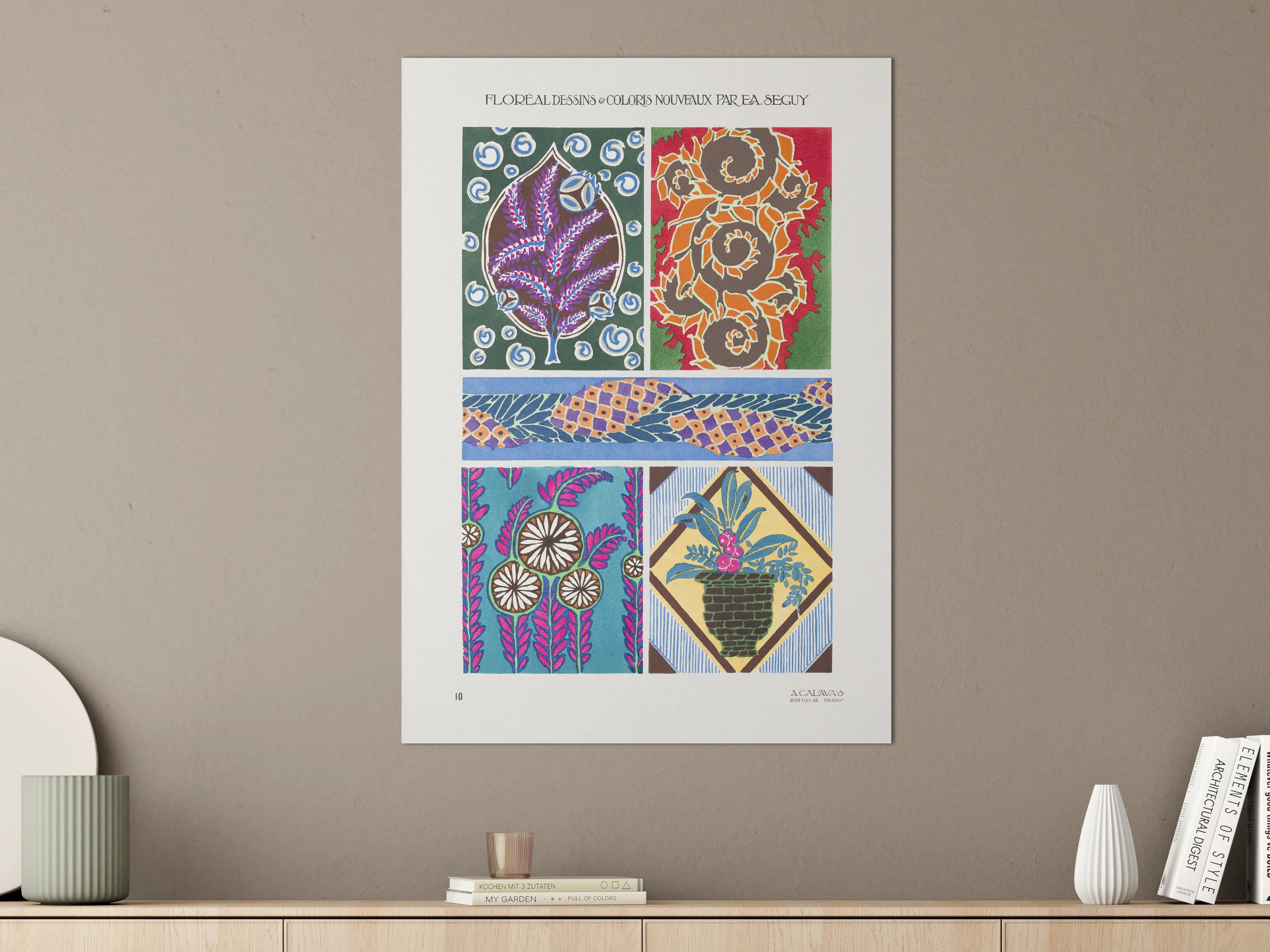 Große Wandbilder - Art Nouveau Blumen-Muster Poster