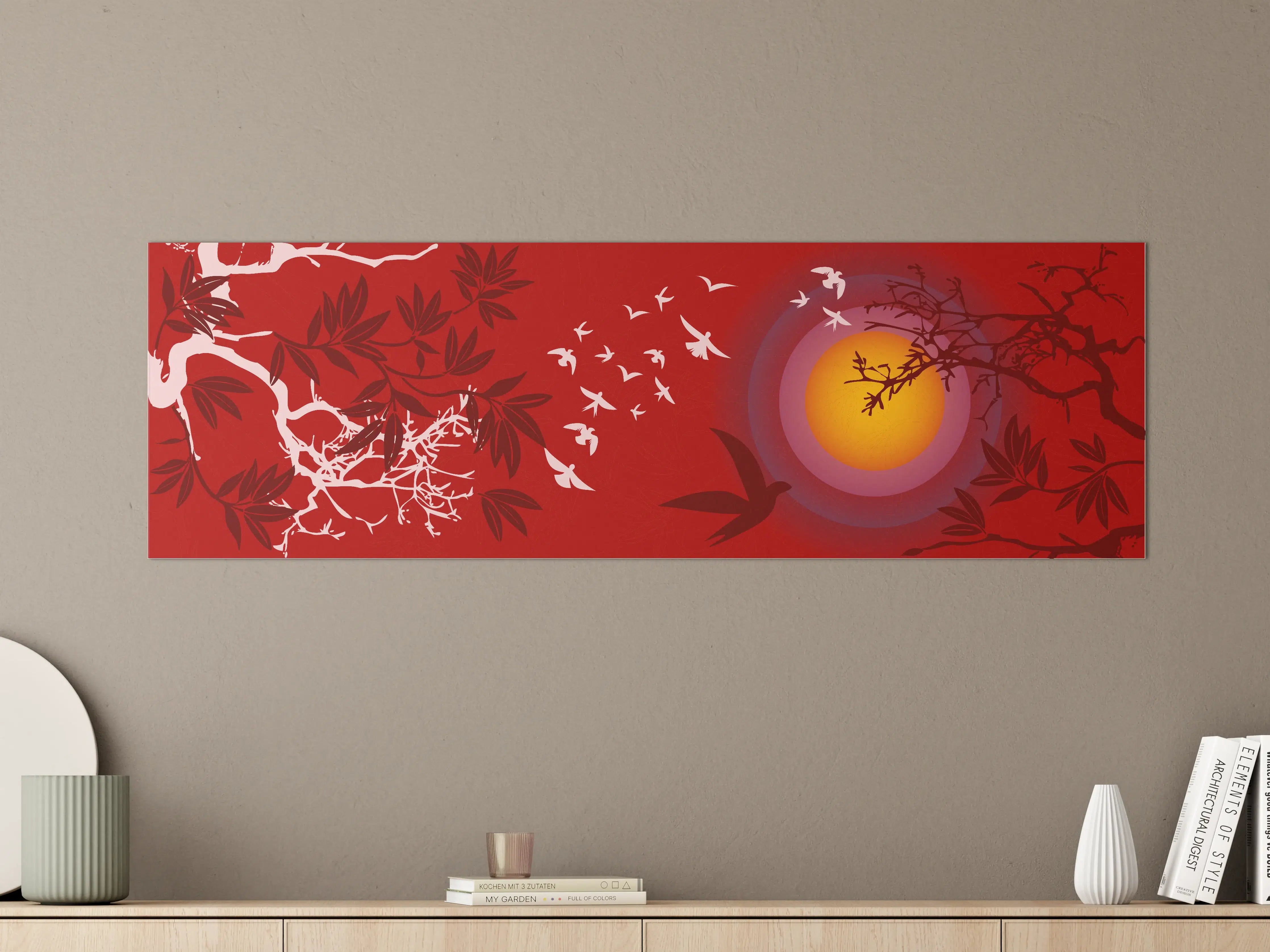 Große Wandbilder - Asiatischer Sonnenuntergang Rot