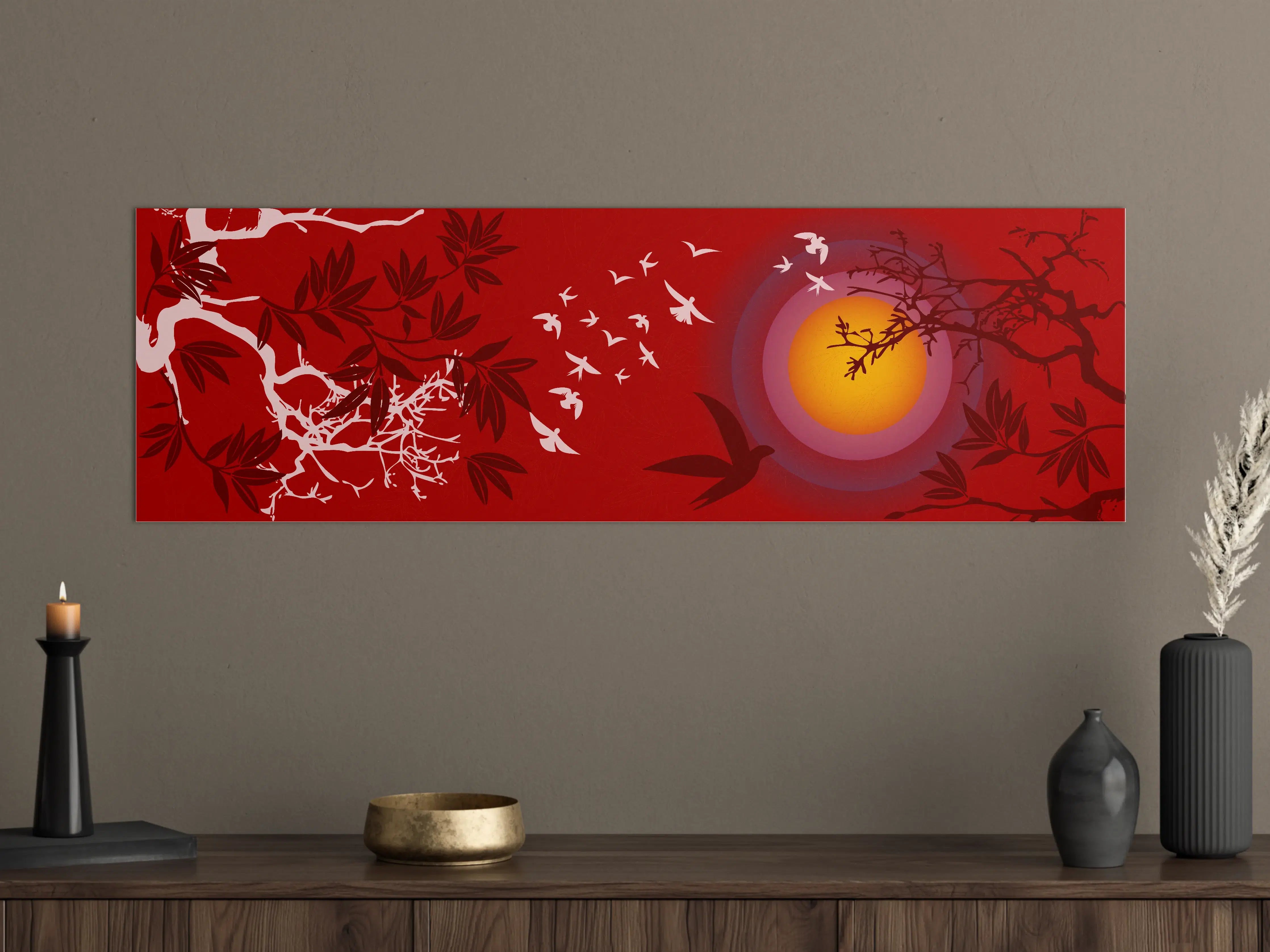 Große Wandbilder - Asiatischer Sonnenuntergang Rot