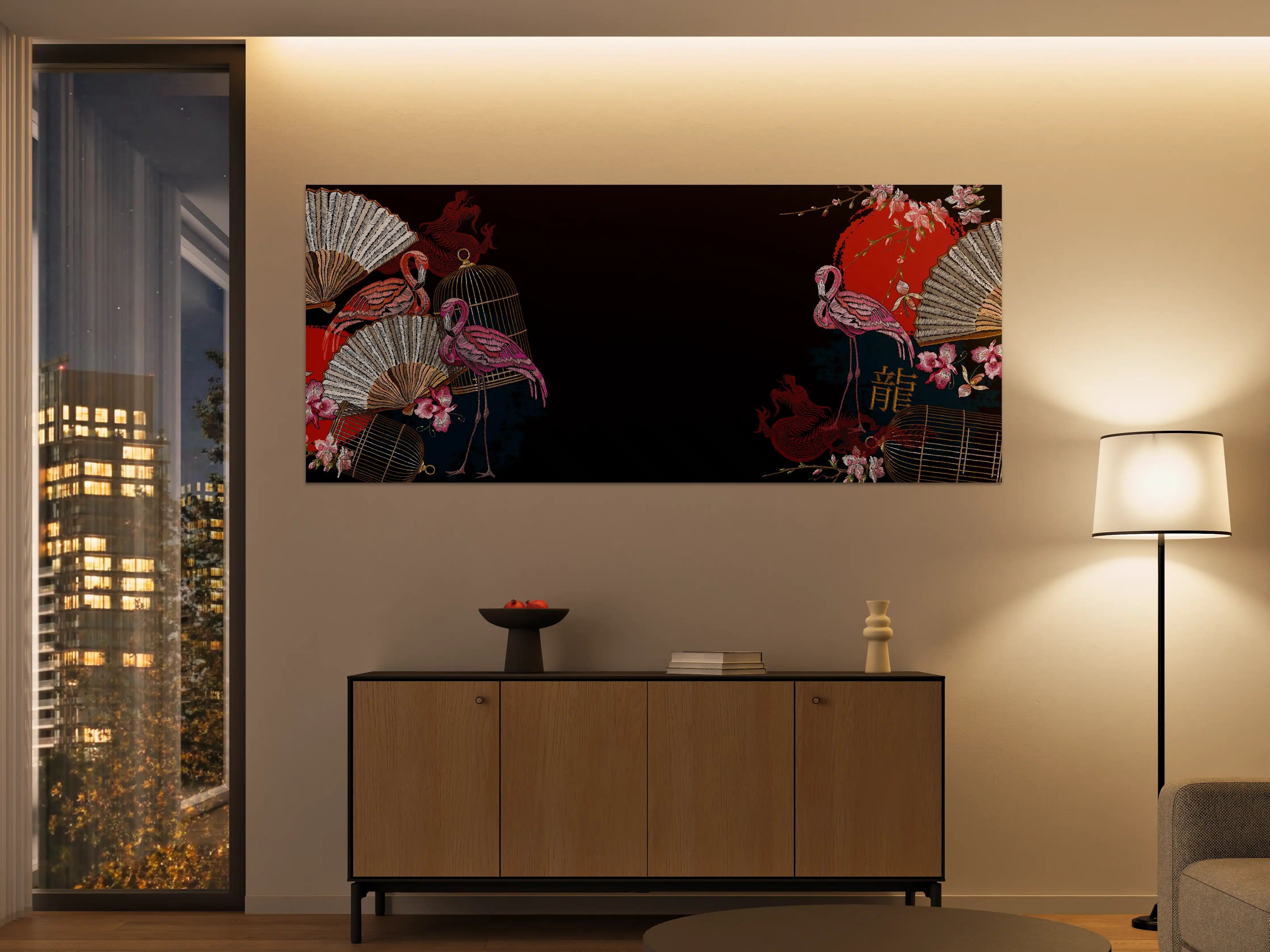 Große Wandbilder - Asiatisches Drachen-Fan Banner
