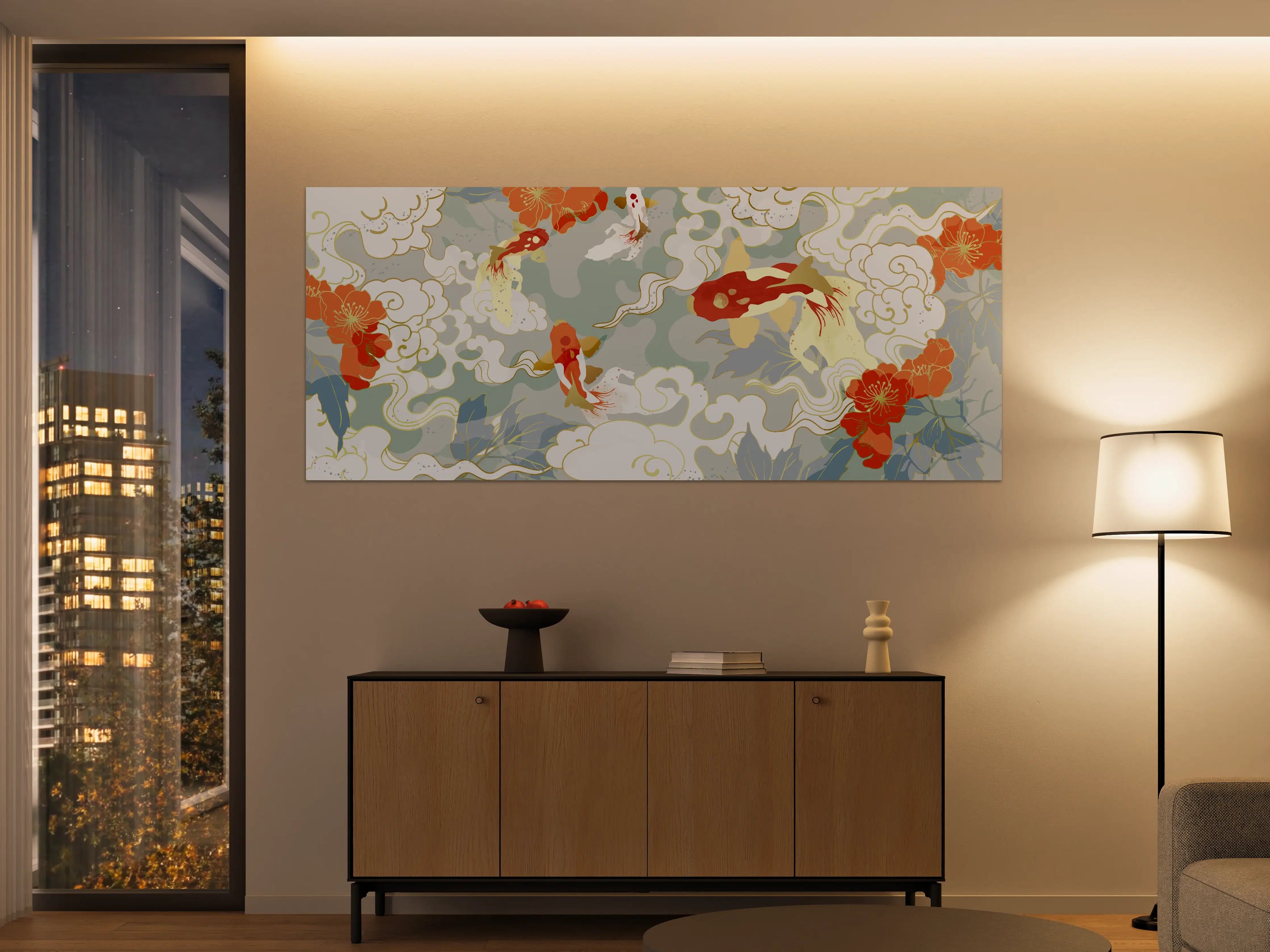 Große Wandbilder - Asiatisches Koi-Karpfen-Muster