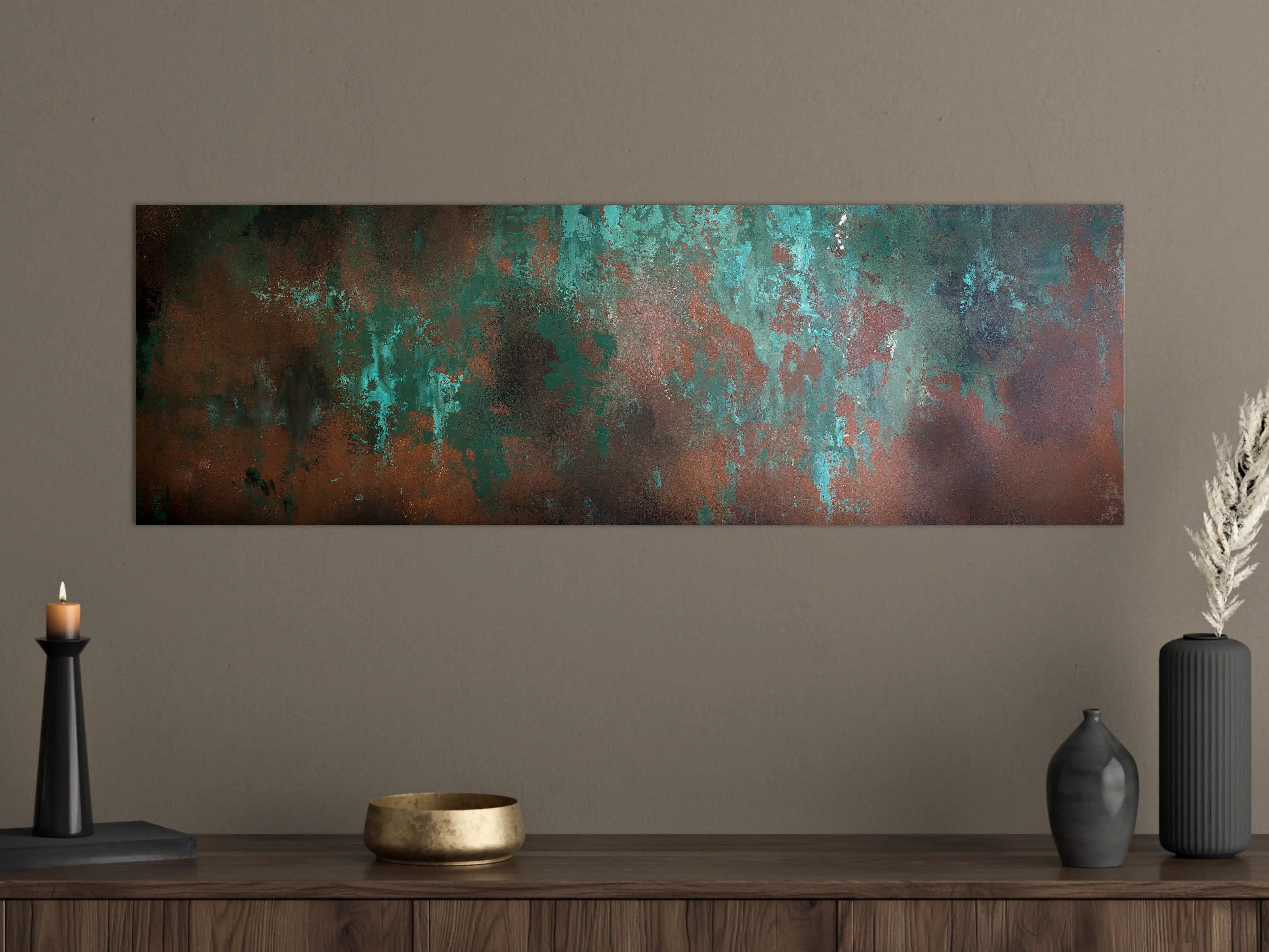 Große Wandbilder - Ästhetische Patina mit Blau- und Braun-Tönen