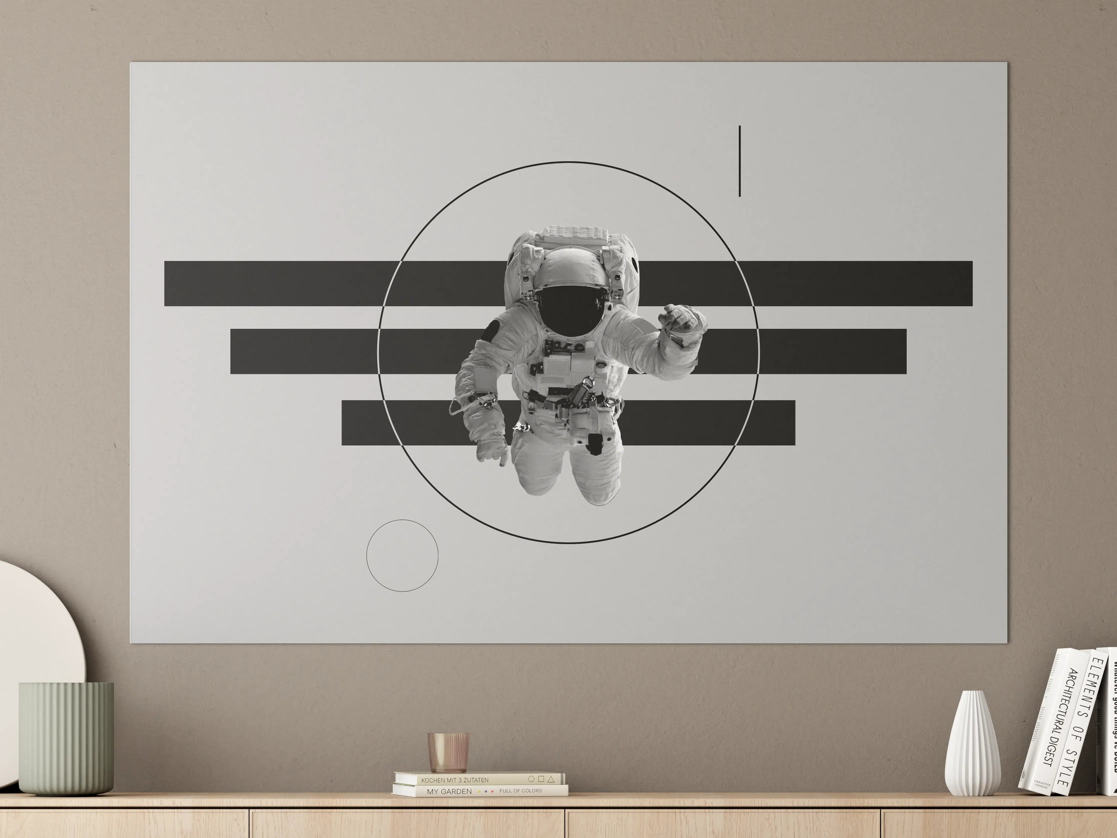 Große Wandbilder - Astronaut im Weltall Grau-Schwarz