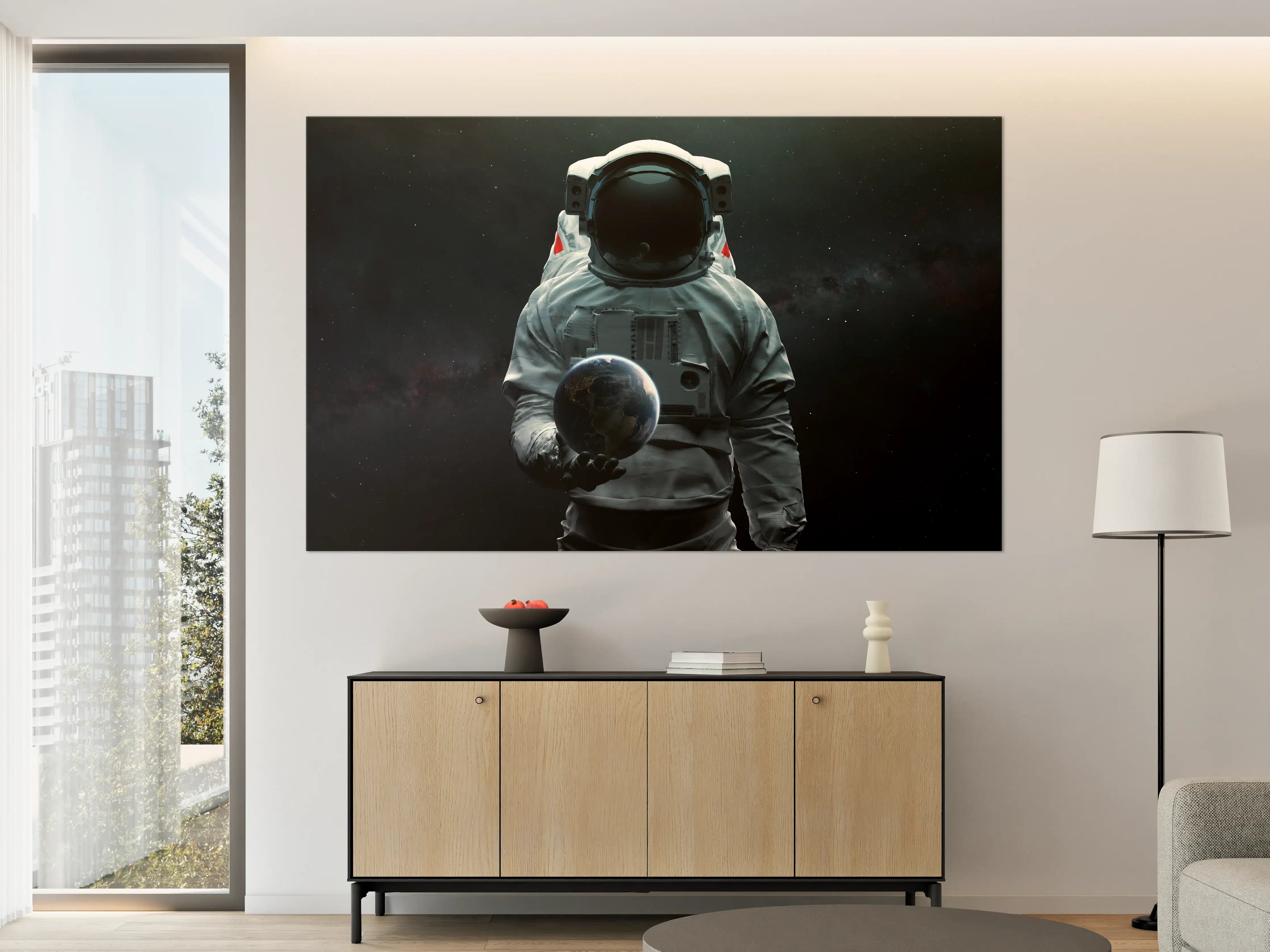 Große Wandbilder - Astronaut mit Erdkugel Kunstwerk