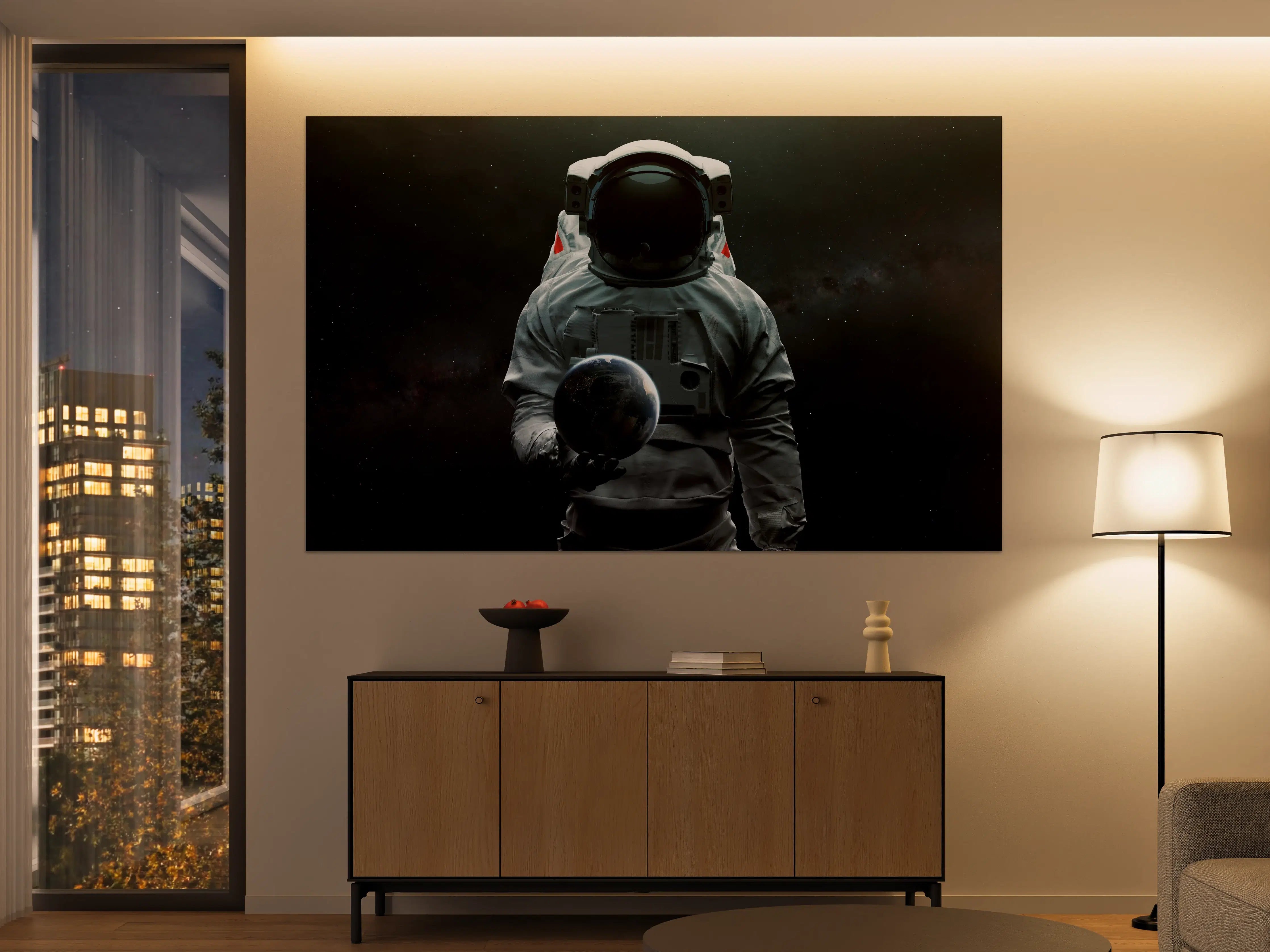 Große Wandbilder - Astronaut mit Erdkugel Kunstwerk