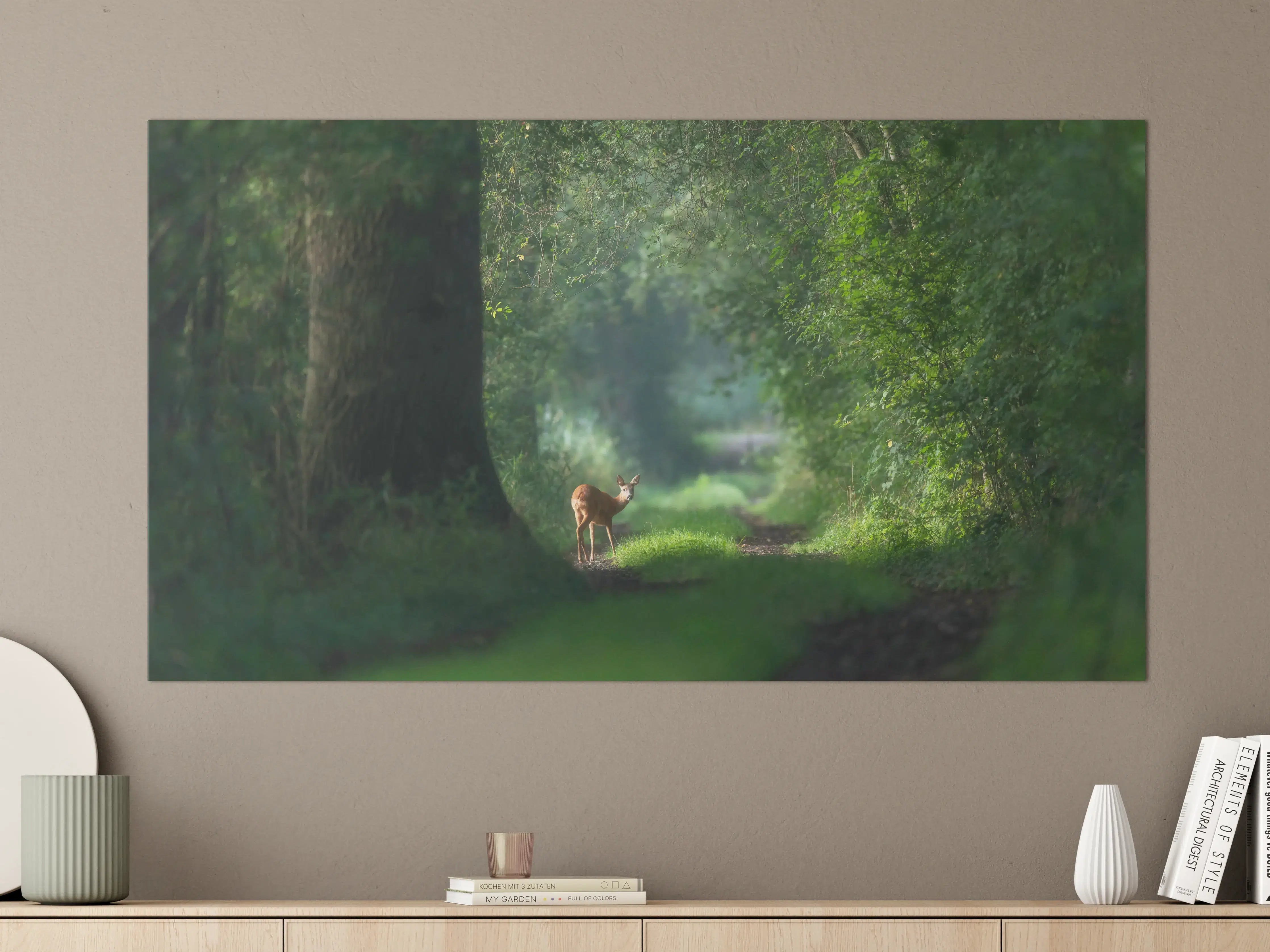 Große Wandbilder - Aufmerksames Rehwild im Wald