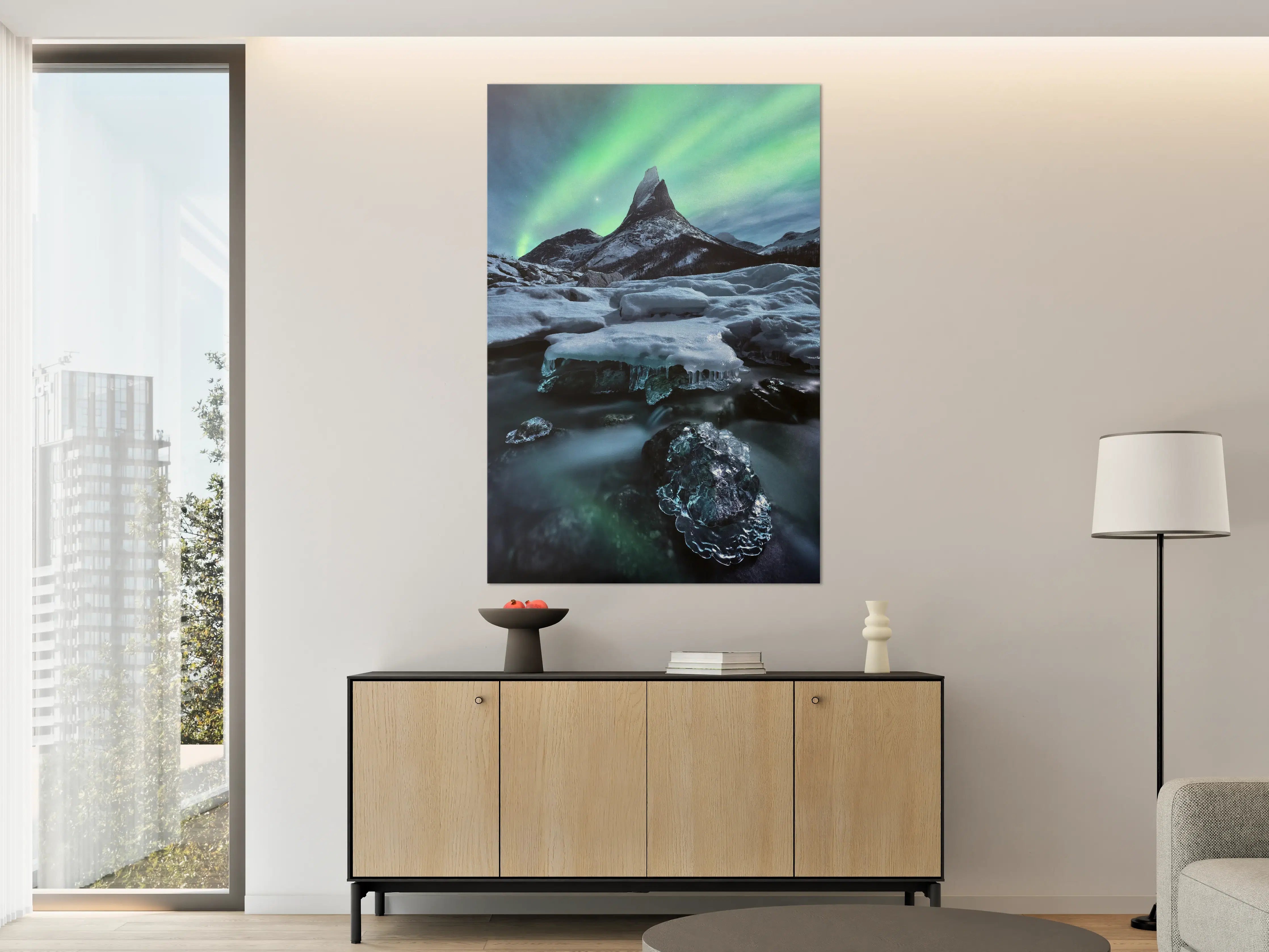 Große Wandbilder - Aurora über Eisbergspitze