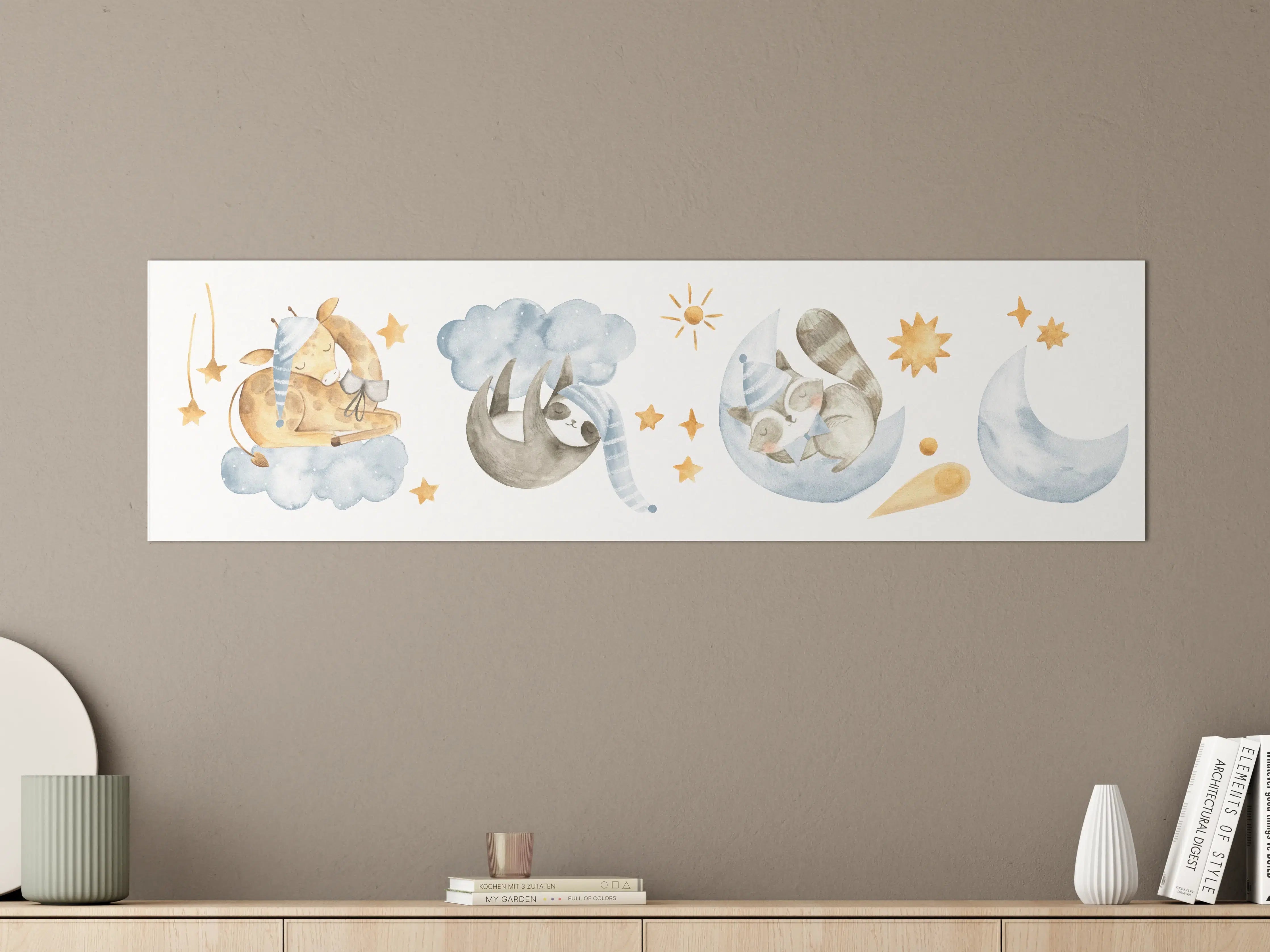 Große Wandbilder - Babytier-Aquarelle Blautöne