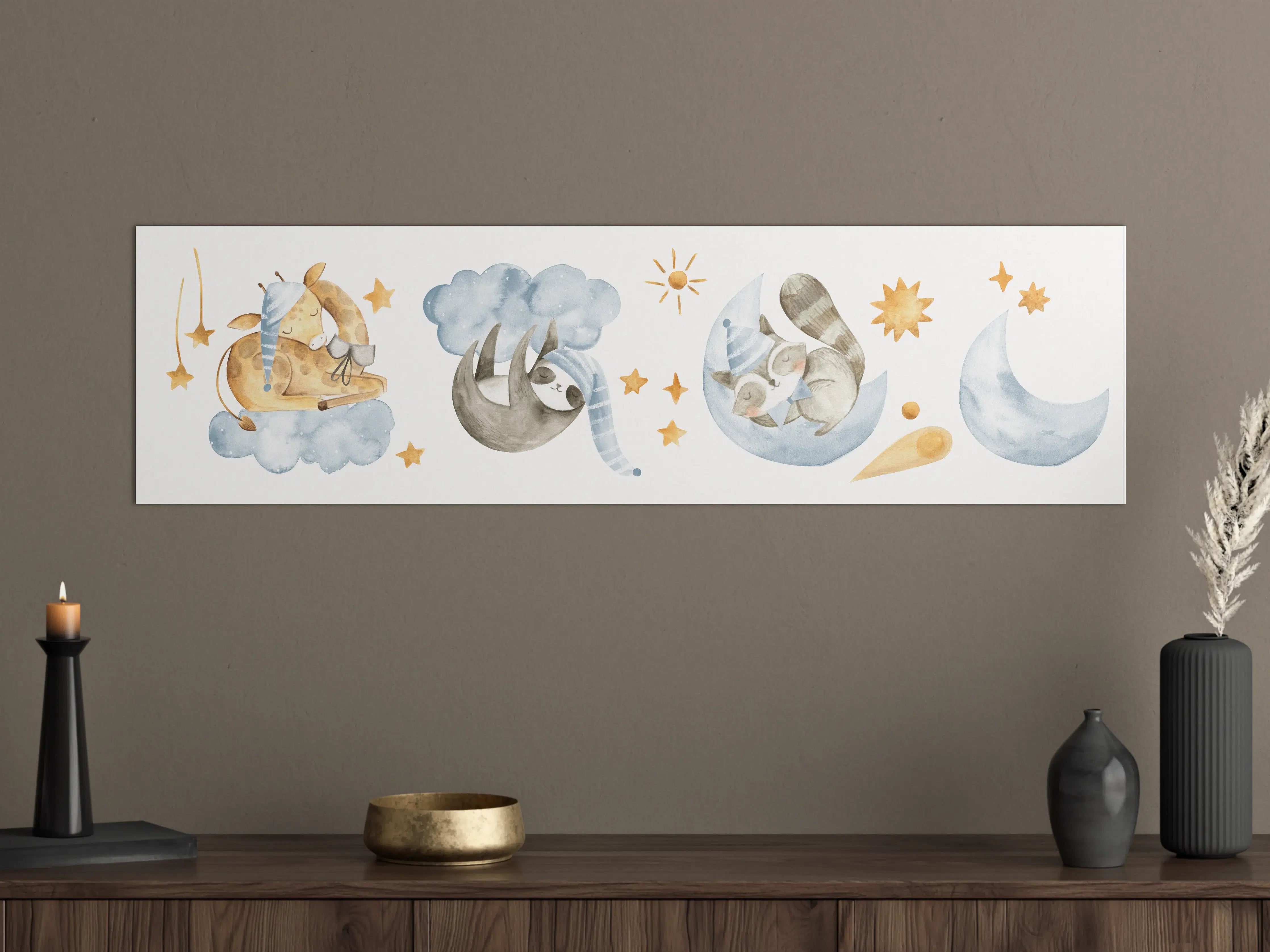 Große Wandbilder - Babytier-Aquarelle Blautöne
