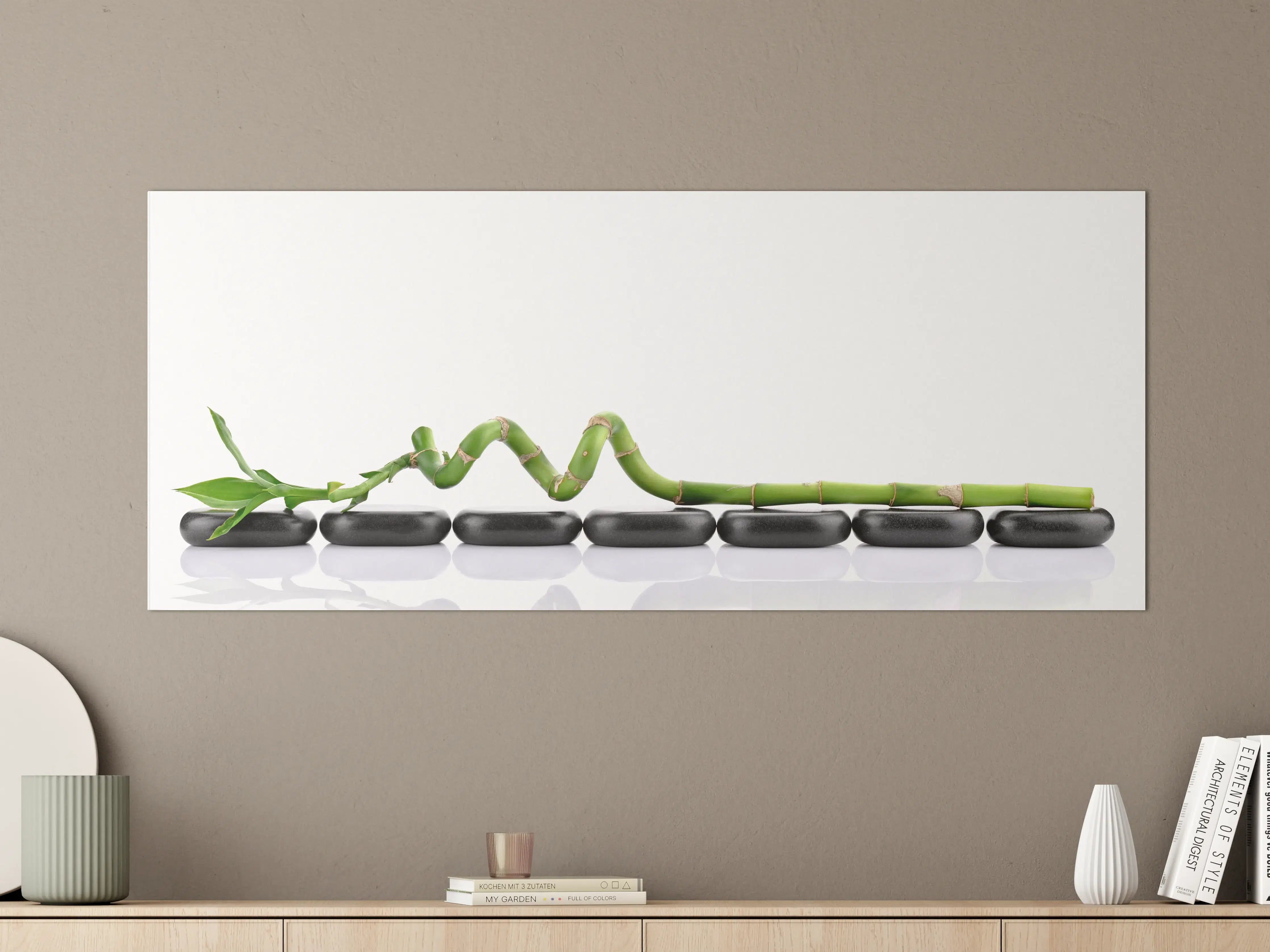Große Wandbilder - Bambus auf Basaltsteinen