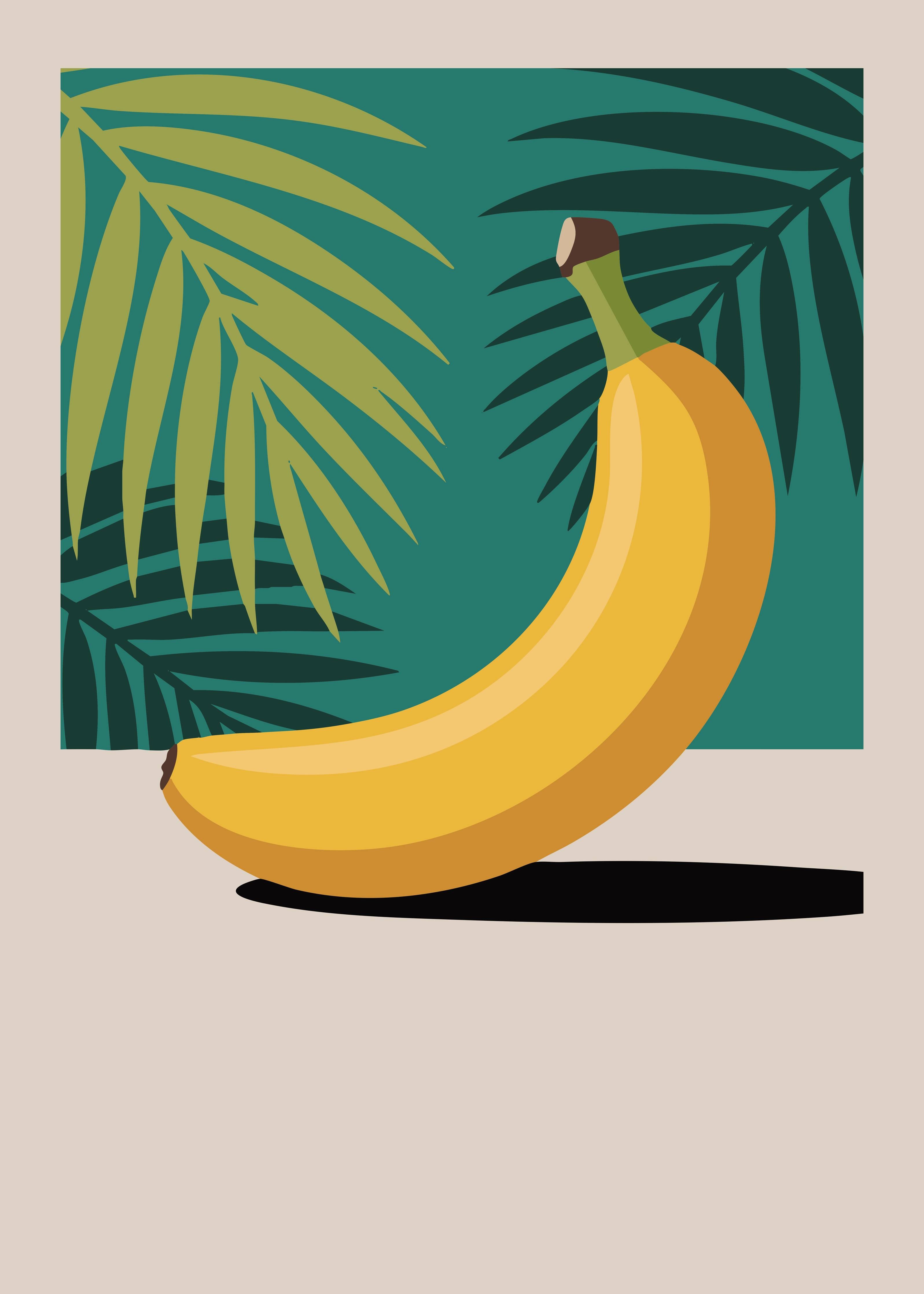 Große Wandbilder-Bananen mit tropischem Blattdesign