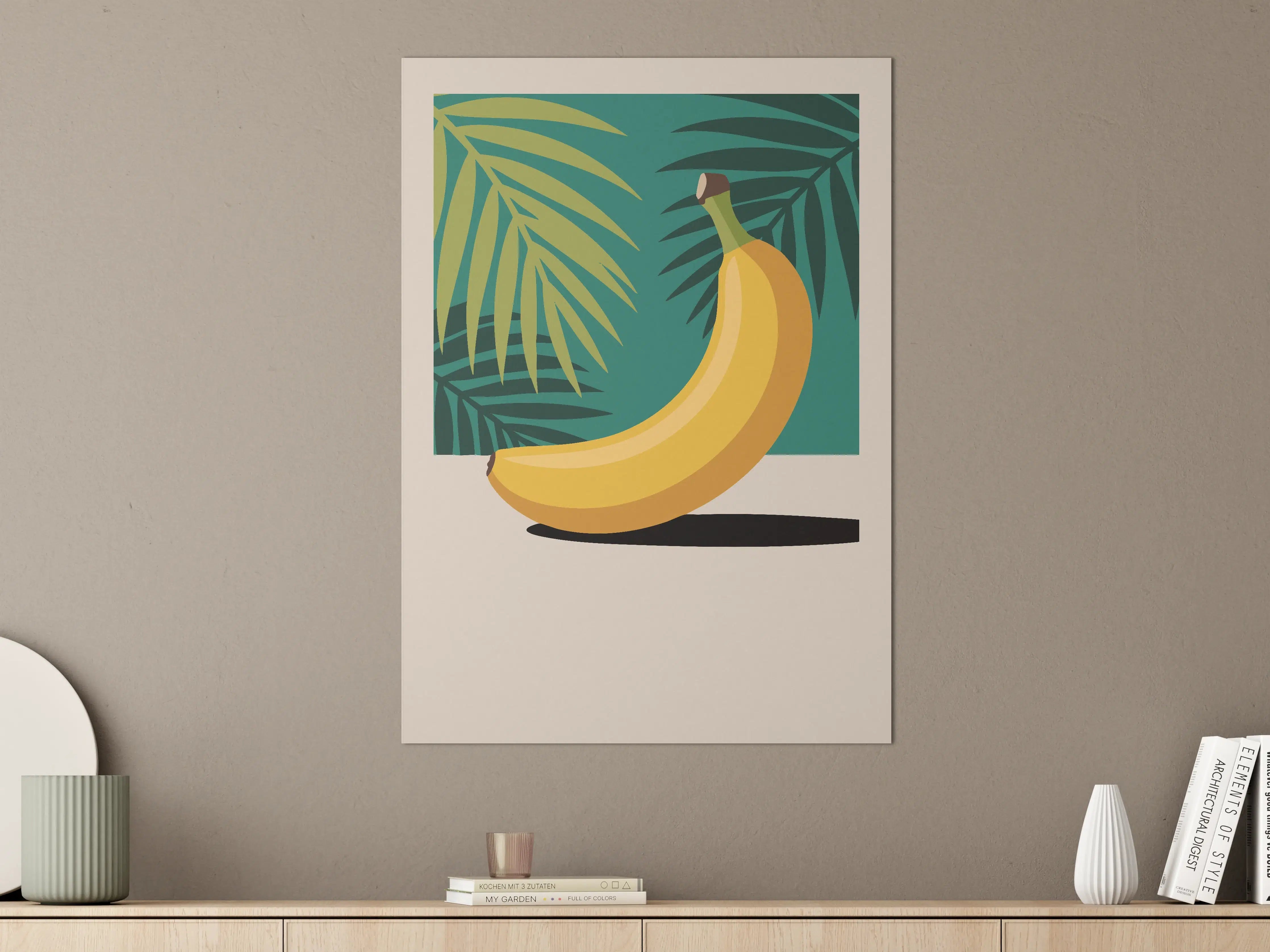 Große Wandbilder - Bananen mit tropischem Blattdesign