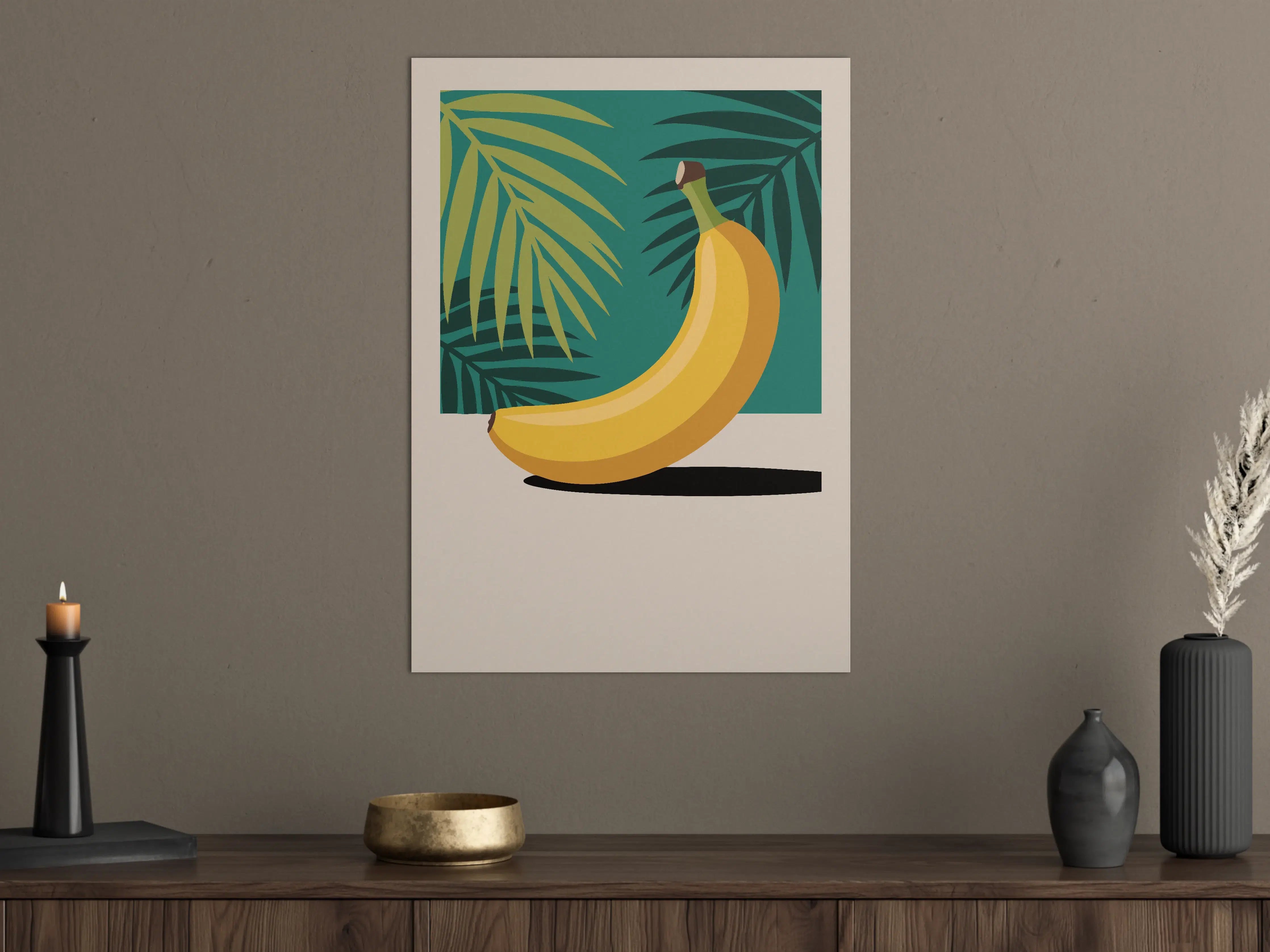 Große Wandbilder - Bananen mit tropischem Blattdesign
