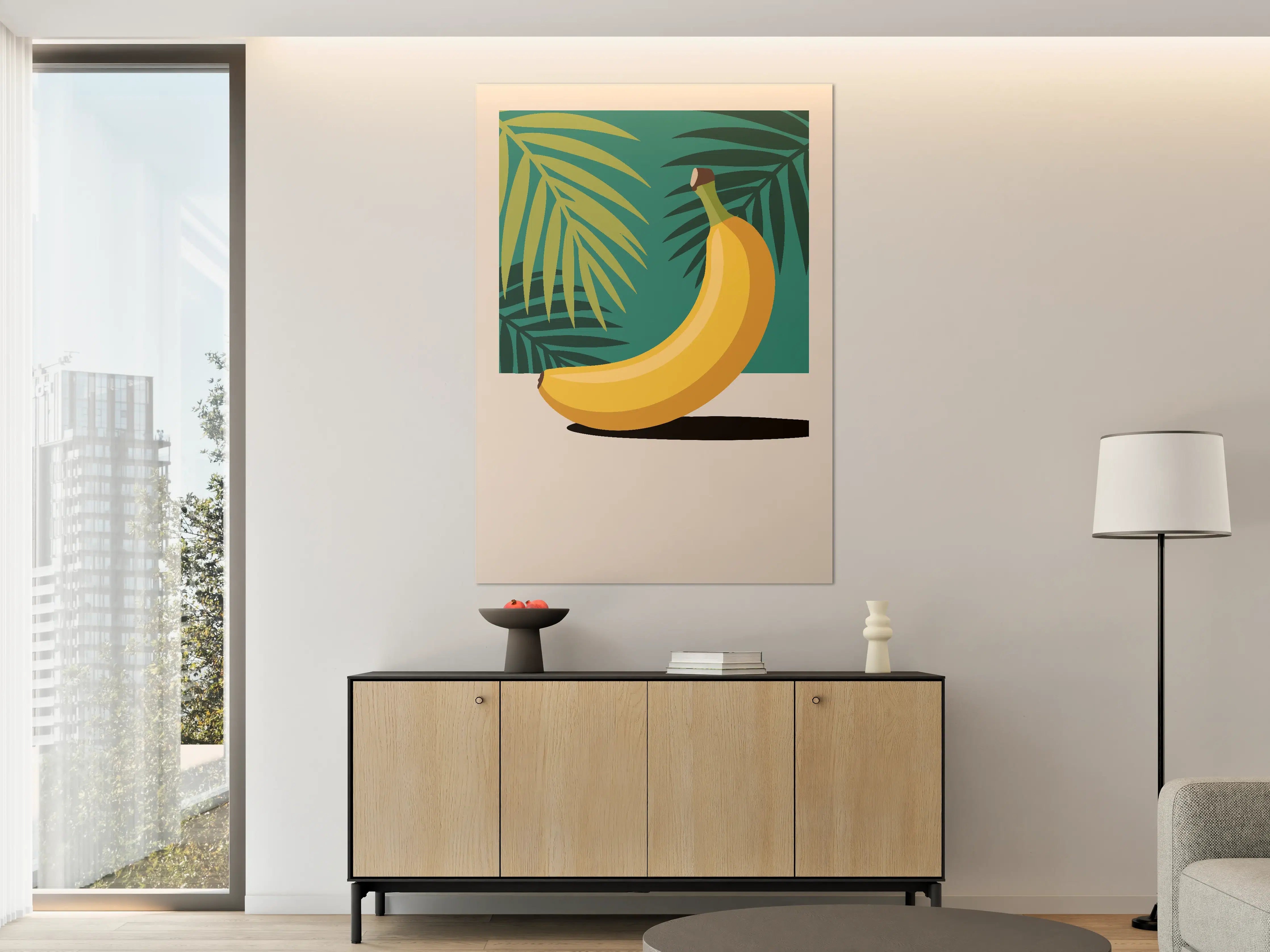 Große Wandbilder - Bananen mit tropischem Blattdesign