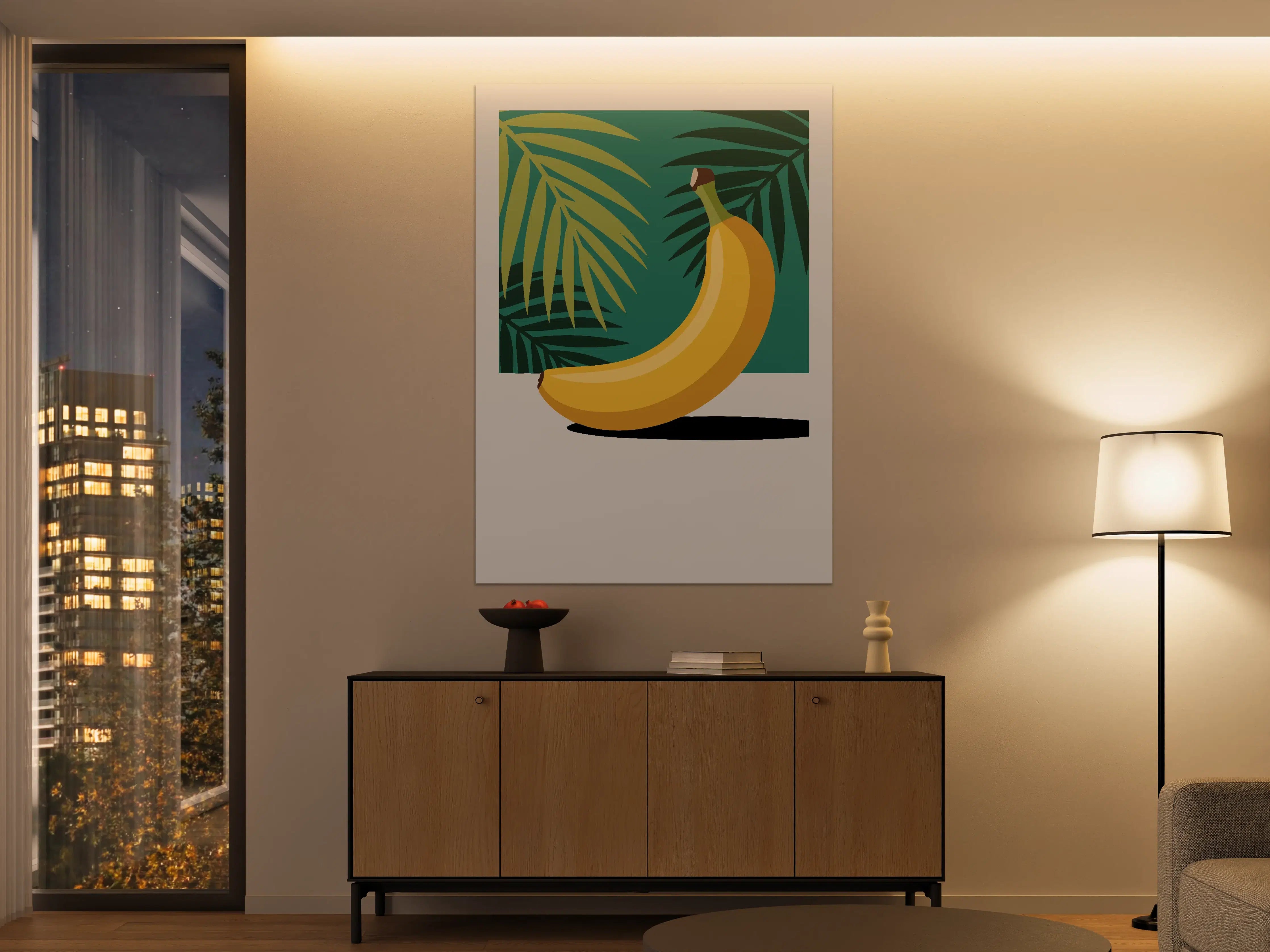 Große Wandbilder - Bananen mit tropischem Blattdesign