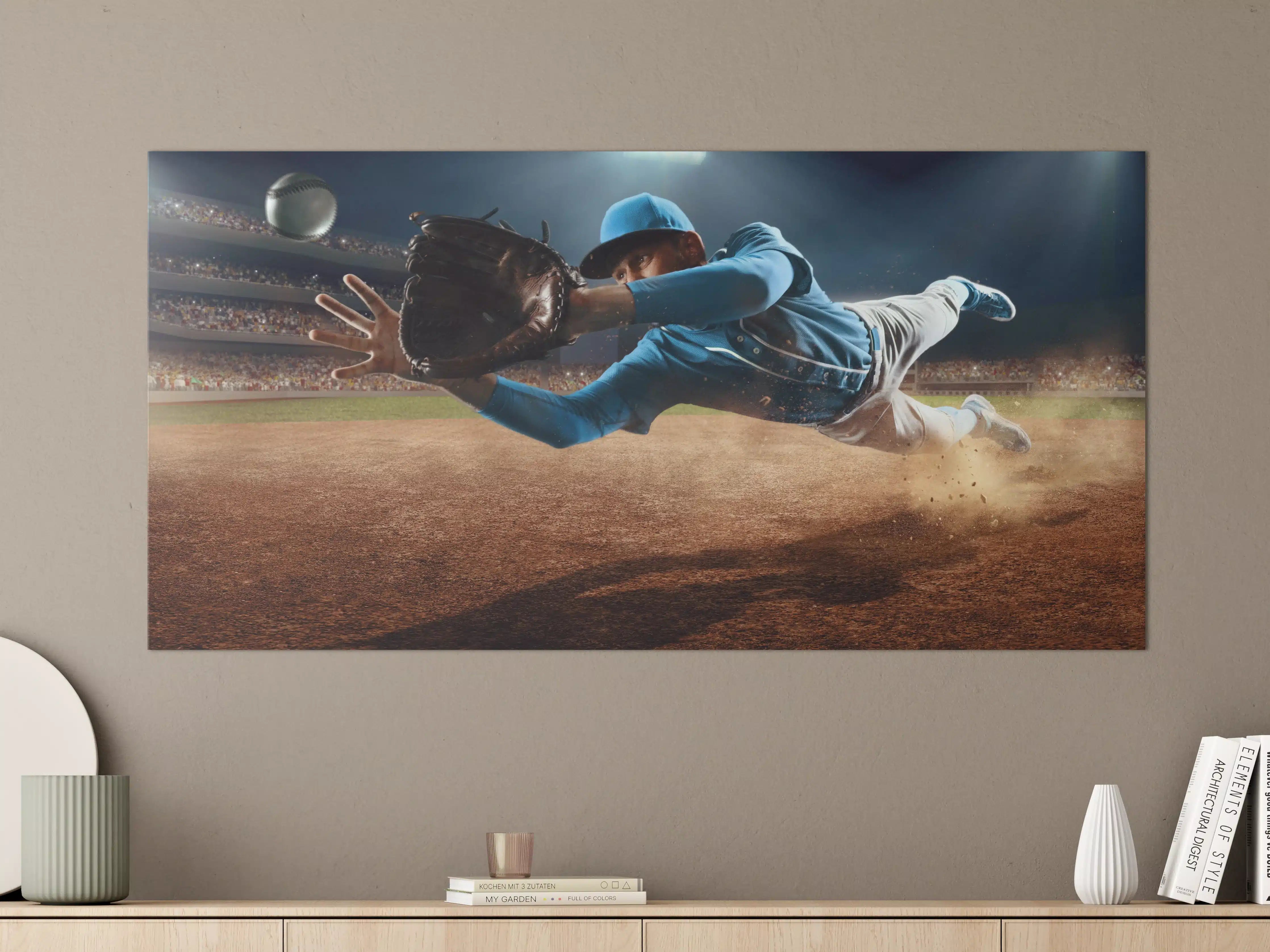 Große Wandbilder - Baseballer fängt den Ball