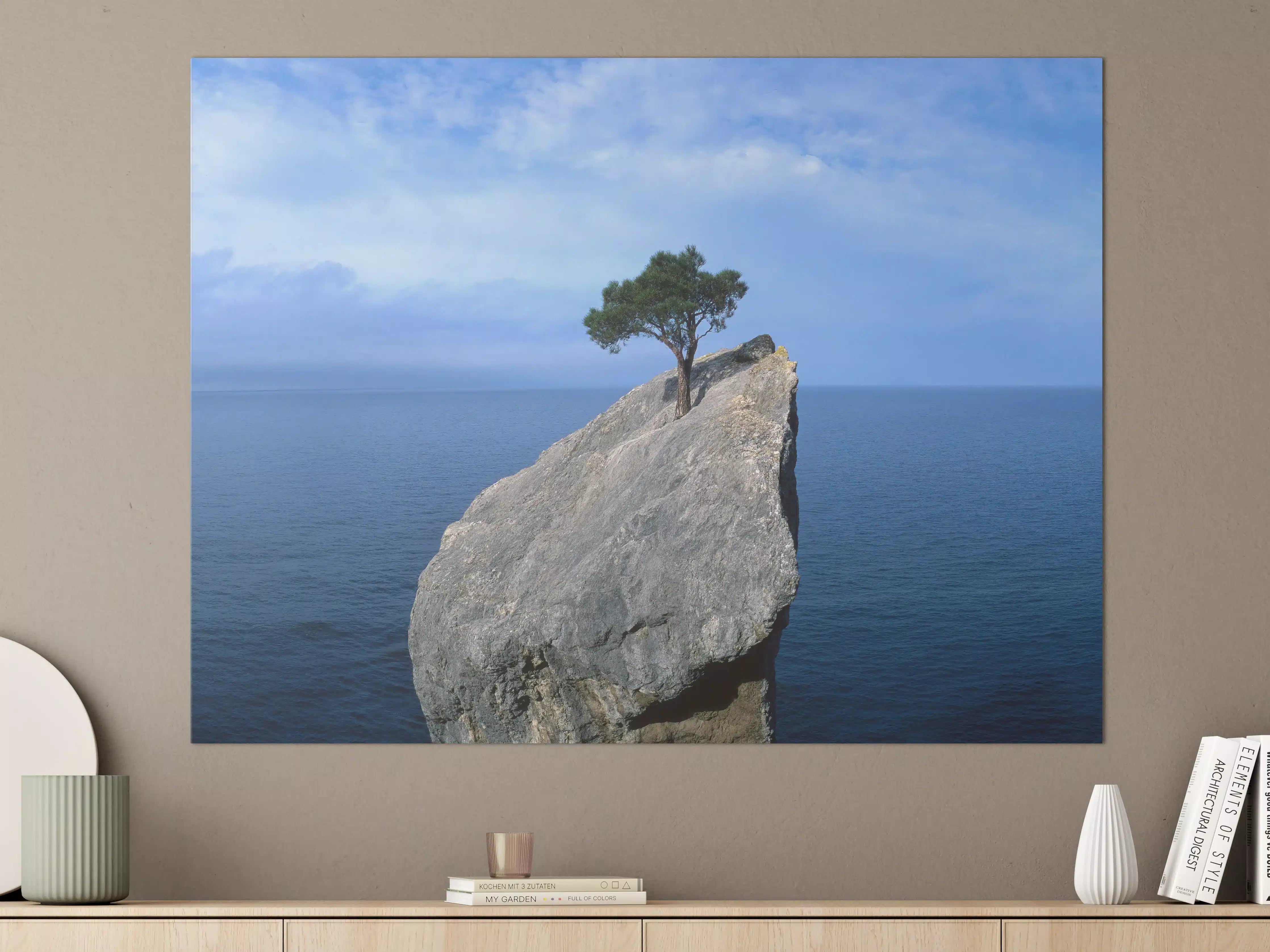 Große Wandbilder - Baum auf Fels mitten im Ozean
