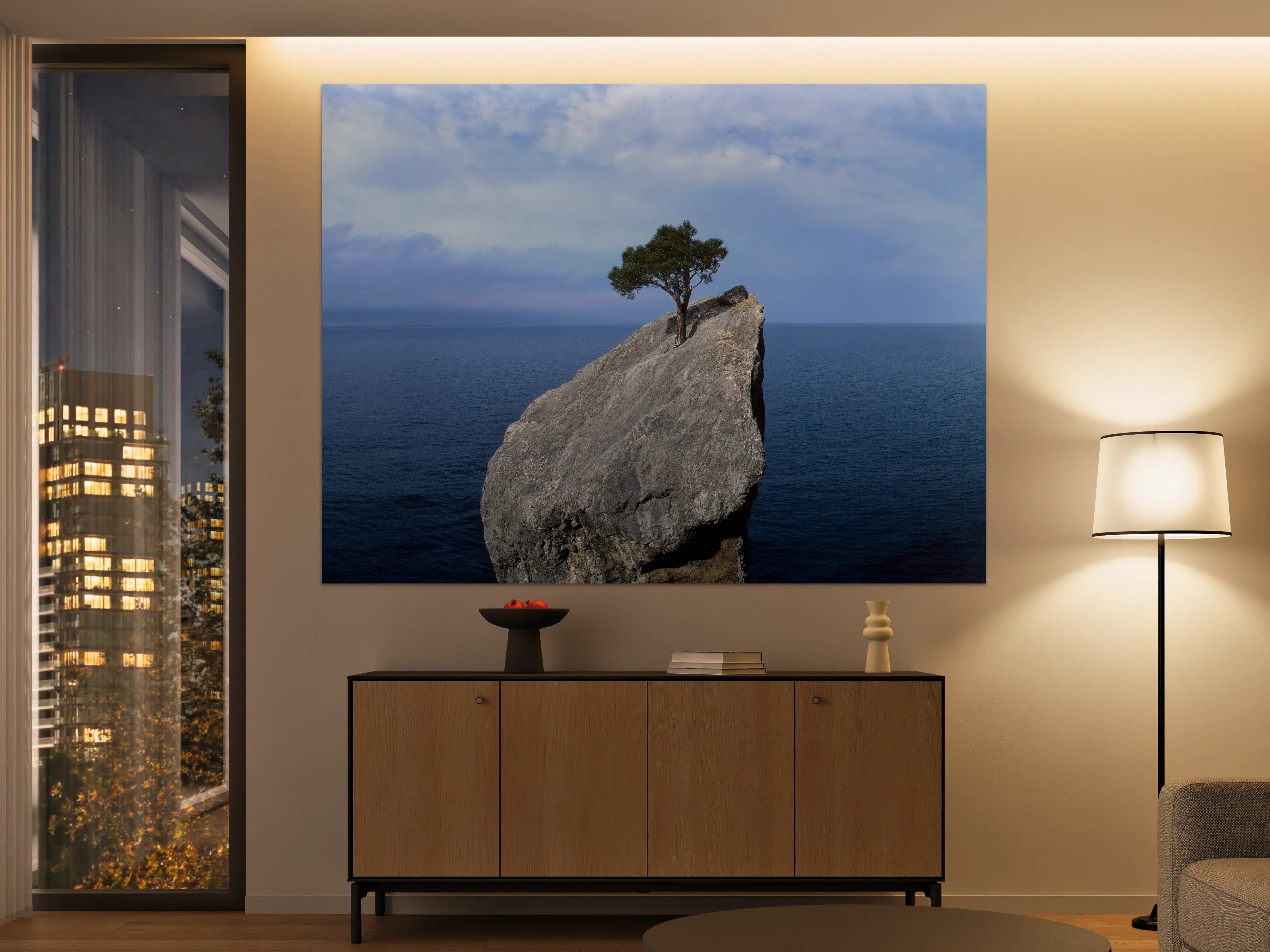 Große Wandbilder - Baum auf Fels mitten im Ozean