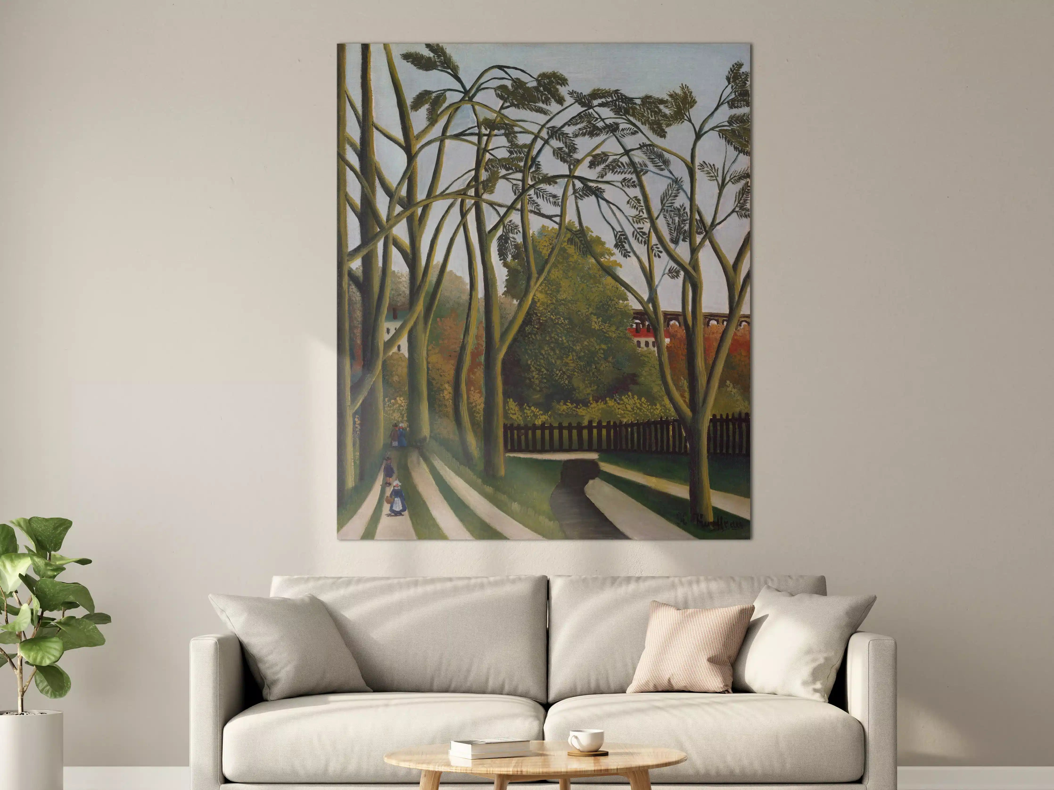 Große Wandbilder - Baumreiche Allee mit historischem Zaun