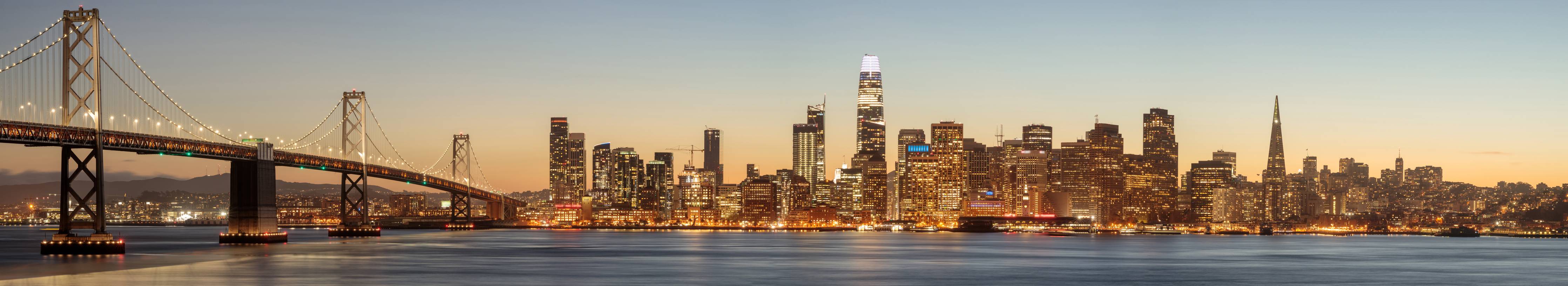 Große Wandbilder-Bay Bridge und die Skyline von San Francisco