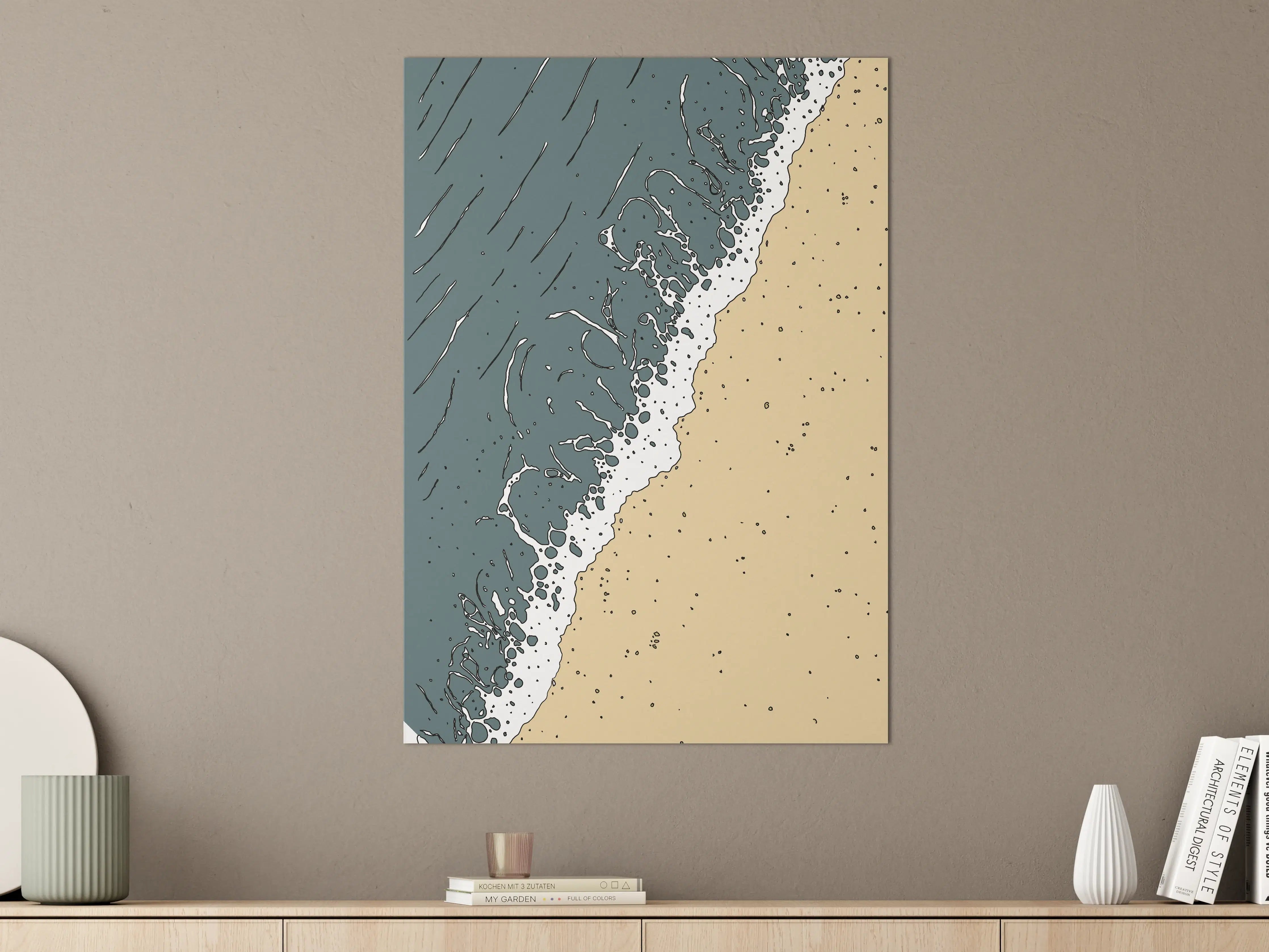 Große Wandbilder - Beach Waves in Denim Blau