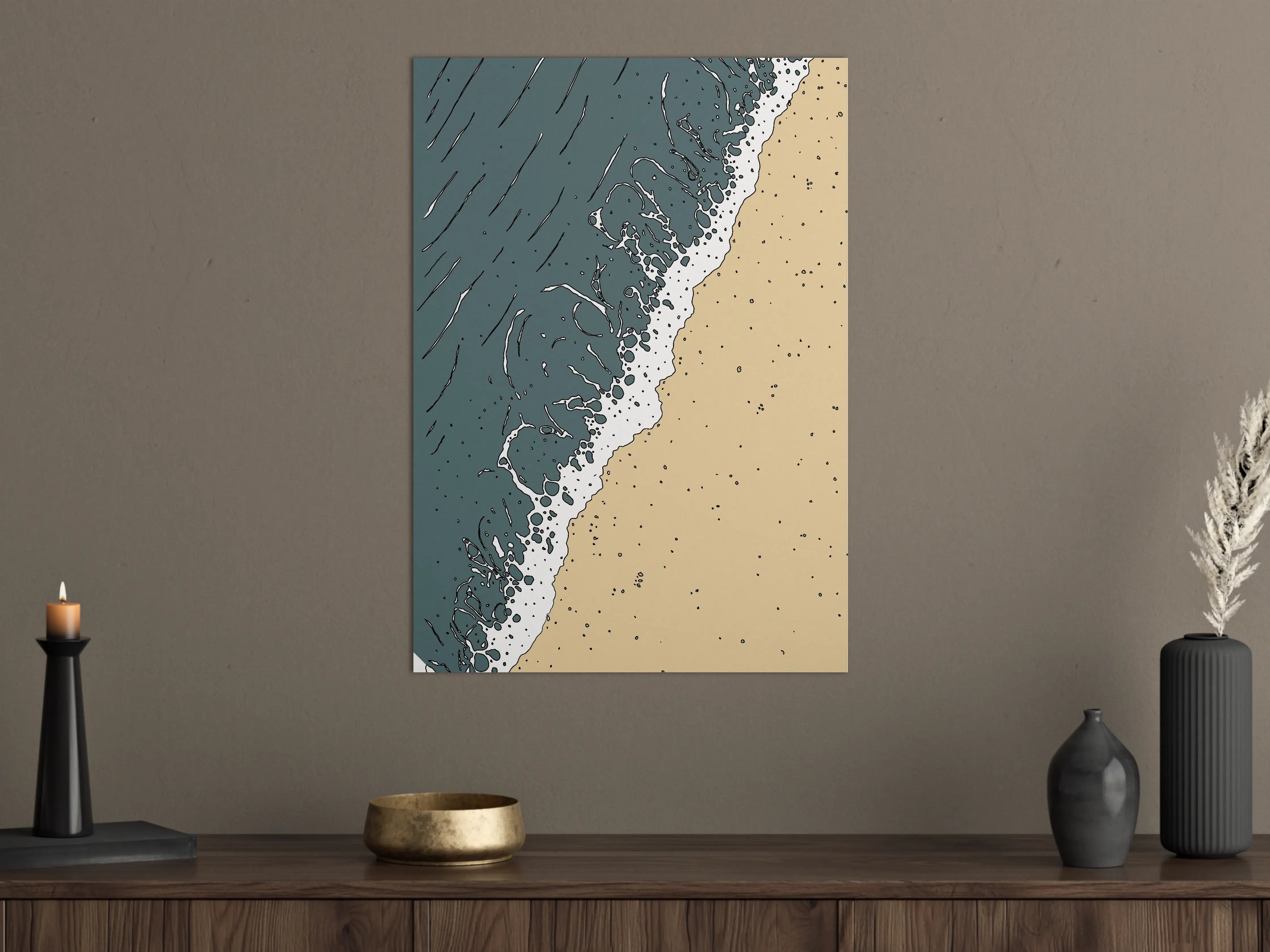 Große Wandbilder - Beach Waves in Denim Blau