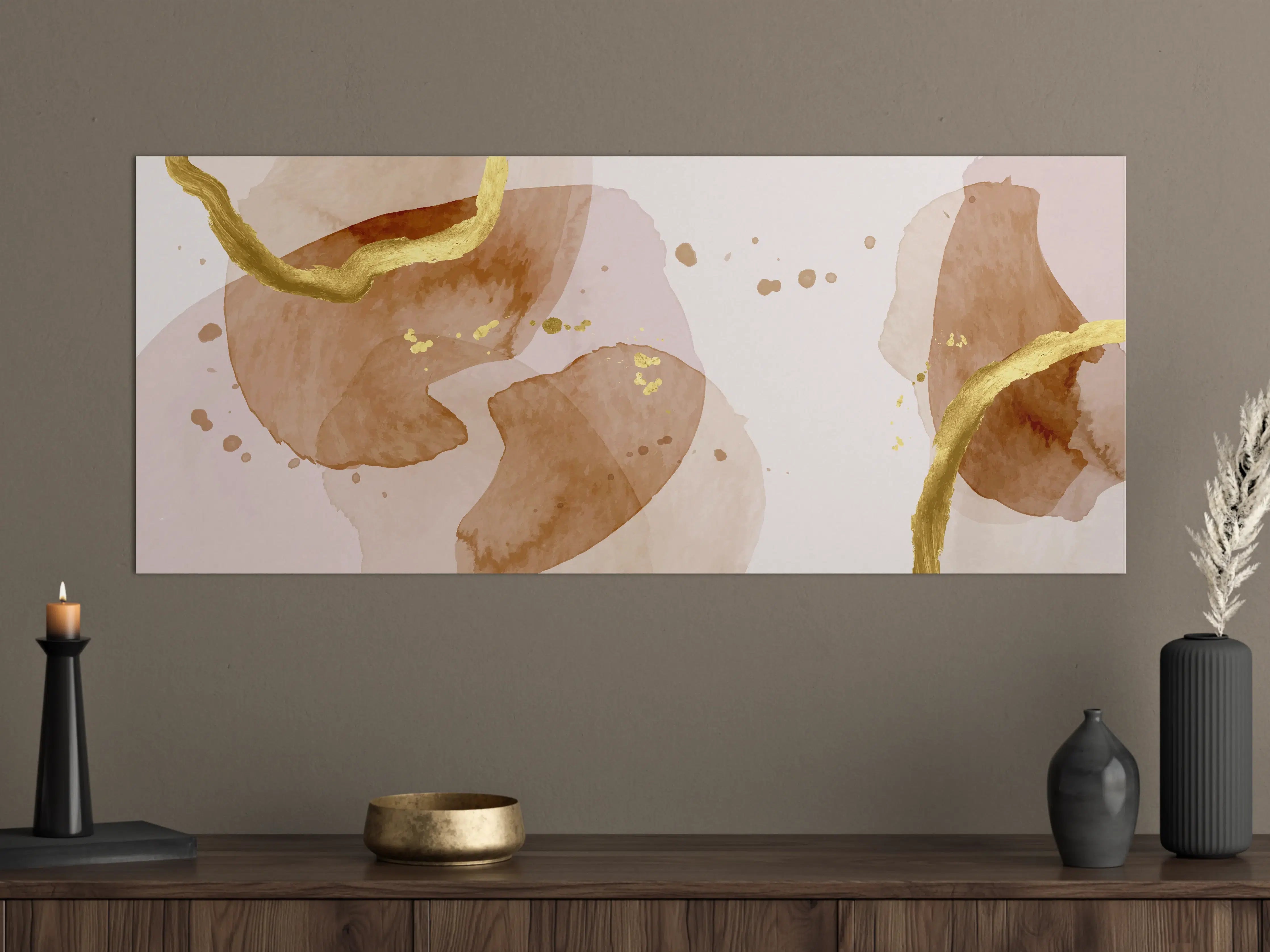 Große Wandbilder - Beige Aquarell Kunst