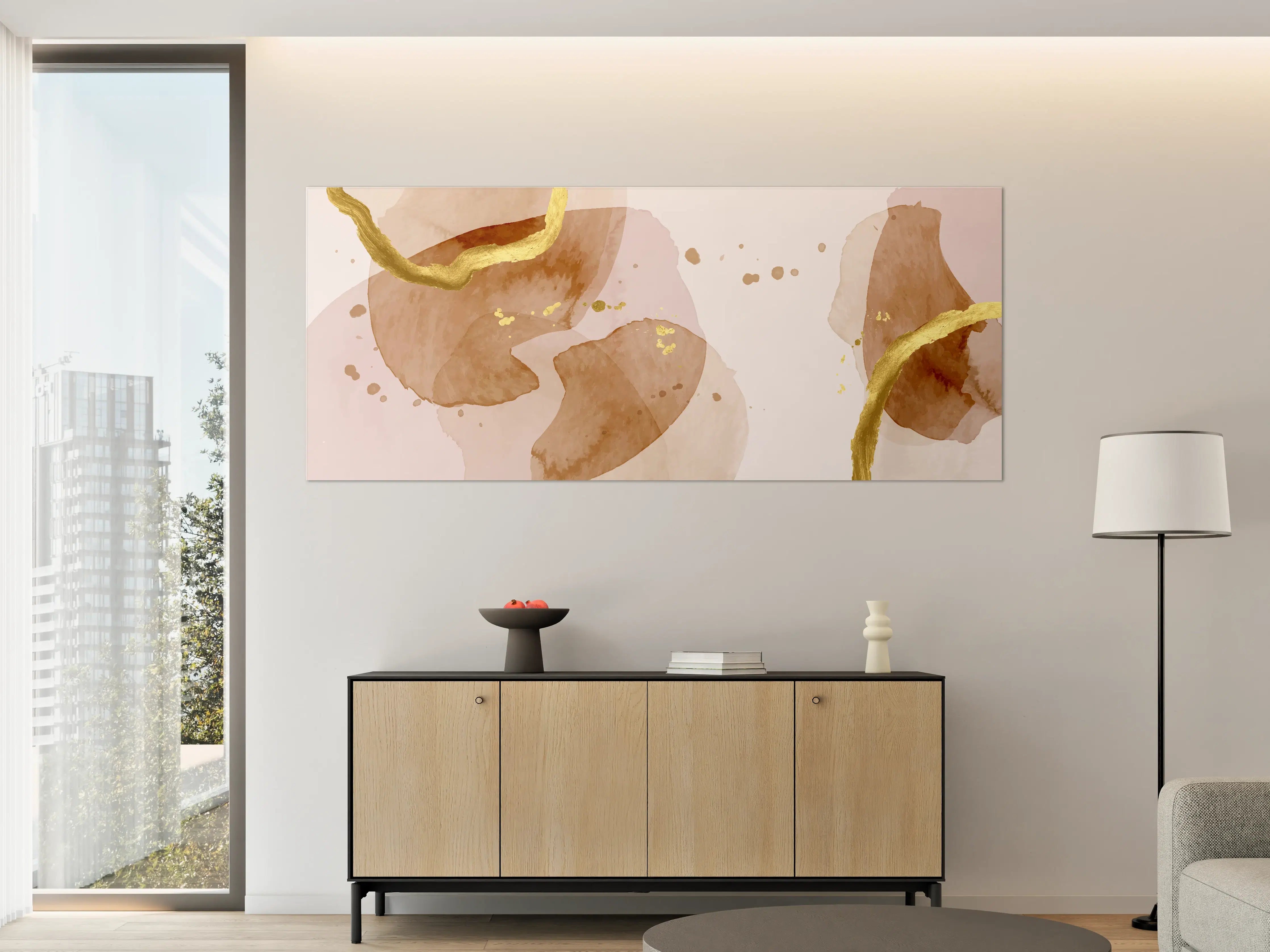 Große Wandbilder - Beige Aquarell Kunst